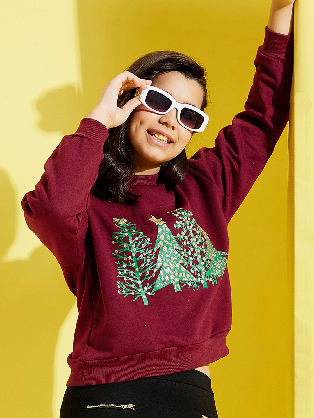 

Noh.Voh - SASSAFRAS Kids Girls Printed Sweatshirt, Burgundy
