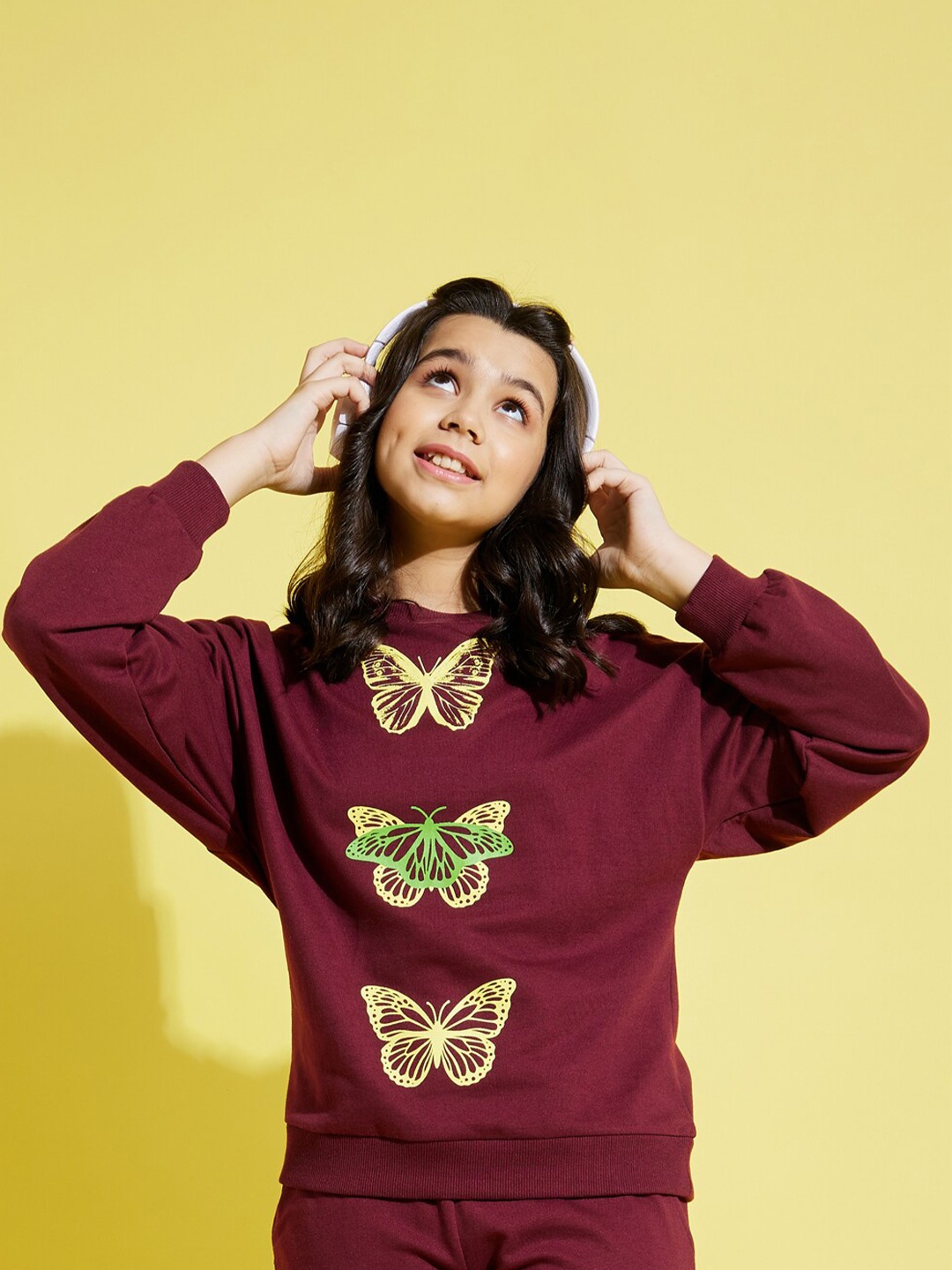 

Noh.Voh - SASSAFRAS Kids Girls Printed Sweatshirt, Maroon