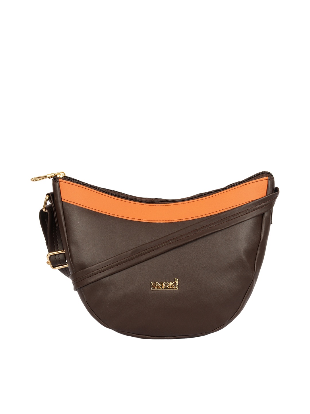

ENOKI Brown Half Moon Sling Bag with Tasselled