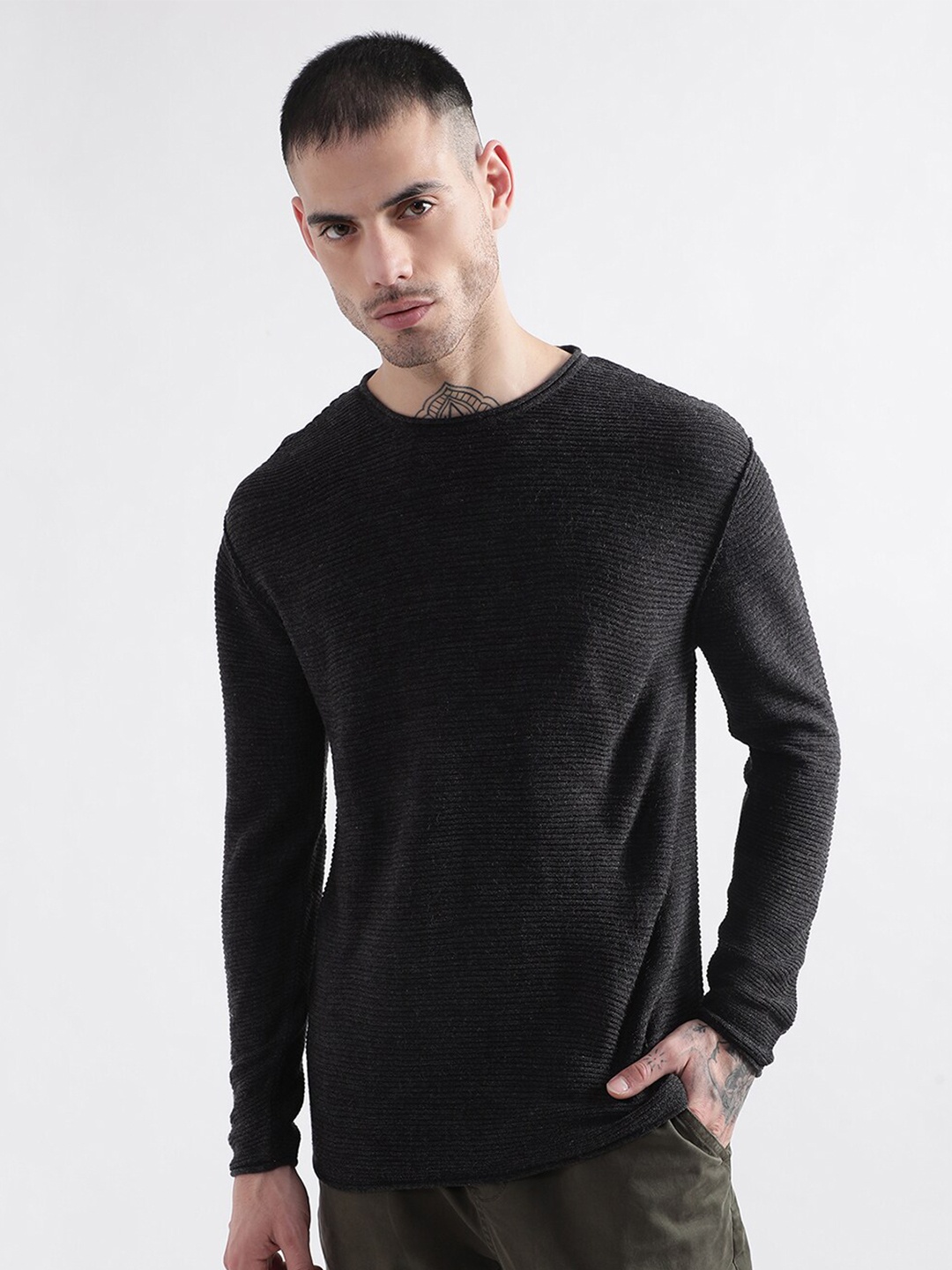 

PUNK Men Charcoal Acrylic Pullover