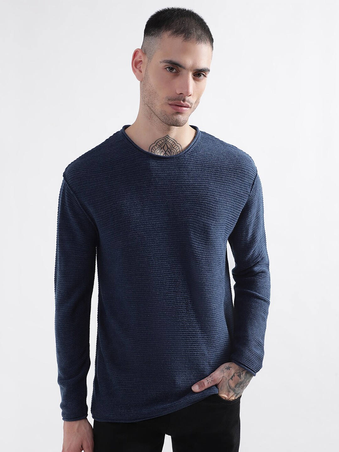 

PUNK Men Blue Acrylic Pullover