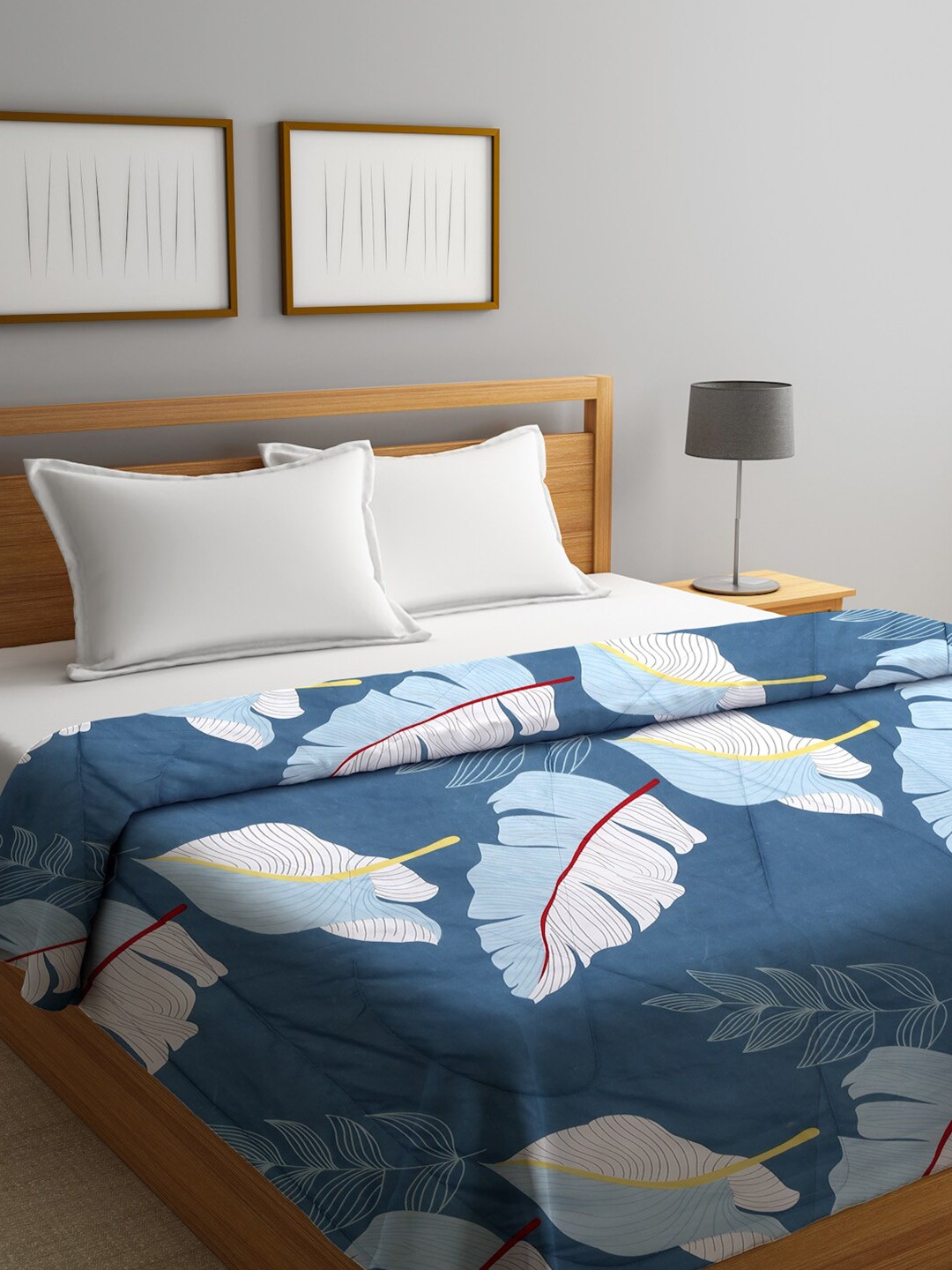 

HOSTA HOMES Blue & White Floral Mild Winter 210 GSM Double Bed Comforter