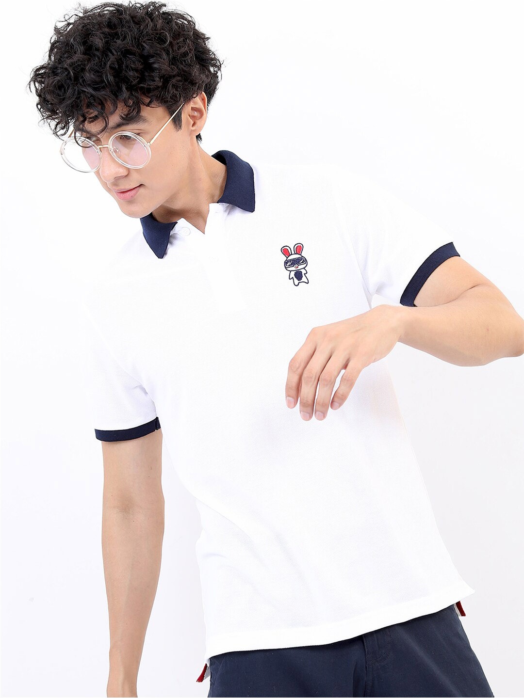 

KETCH Men White Polo Collar Slim Fit T-shirt