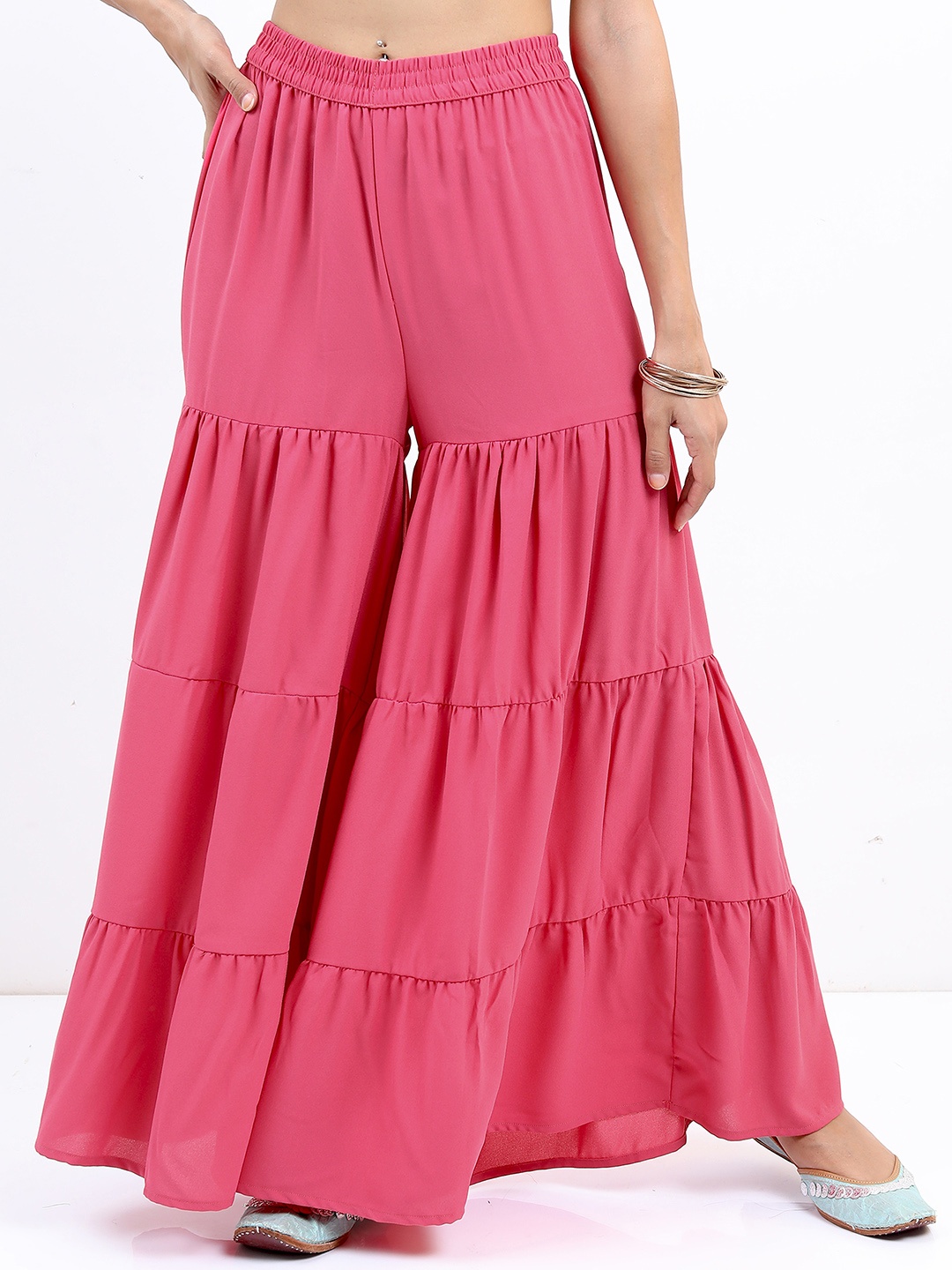 

Vishudh Women Pink Flared Ethnic Sharara