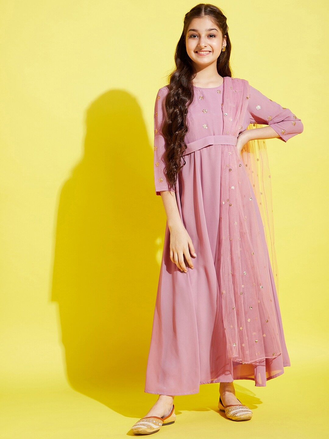 

Cherry & Jerry Girls Pink Georgette Anarkali Kurta
