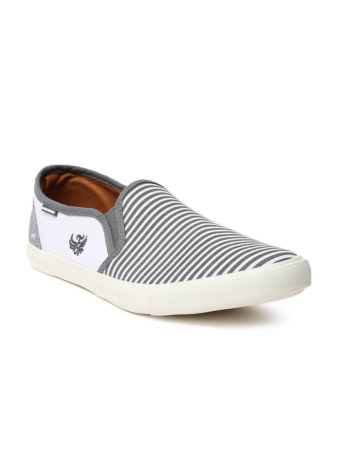 

Flying Machine Men Grey Falkner Striped Slip-On Sneakers