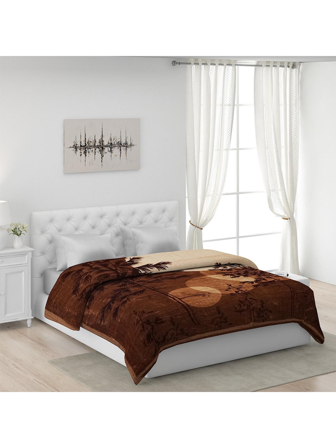 

Monte Carlo Brown & Beige Geometric Heavy Winter 800 GSM Double Bed Blanket