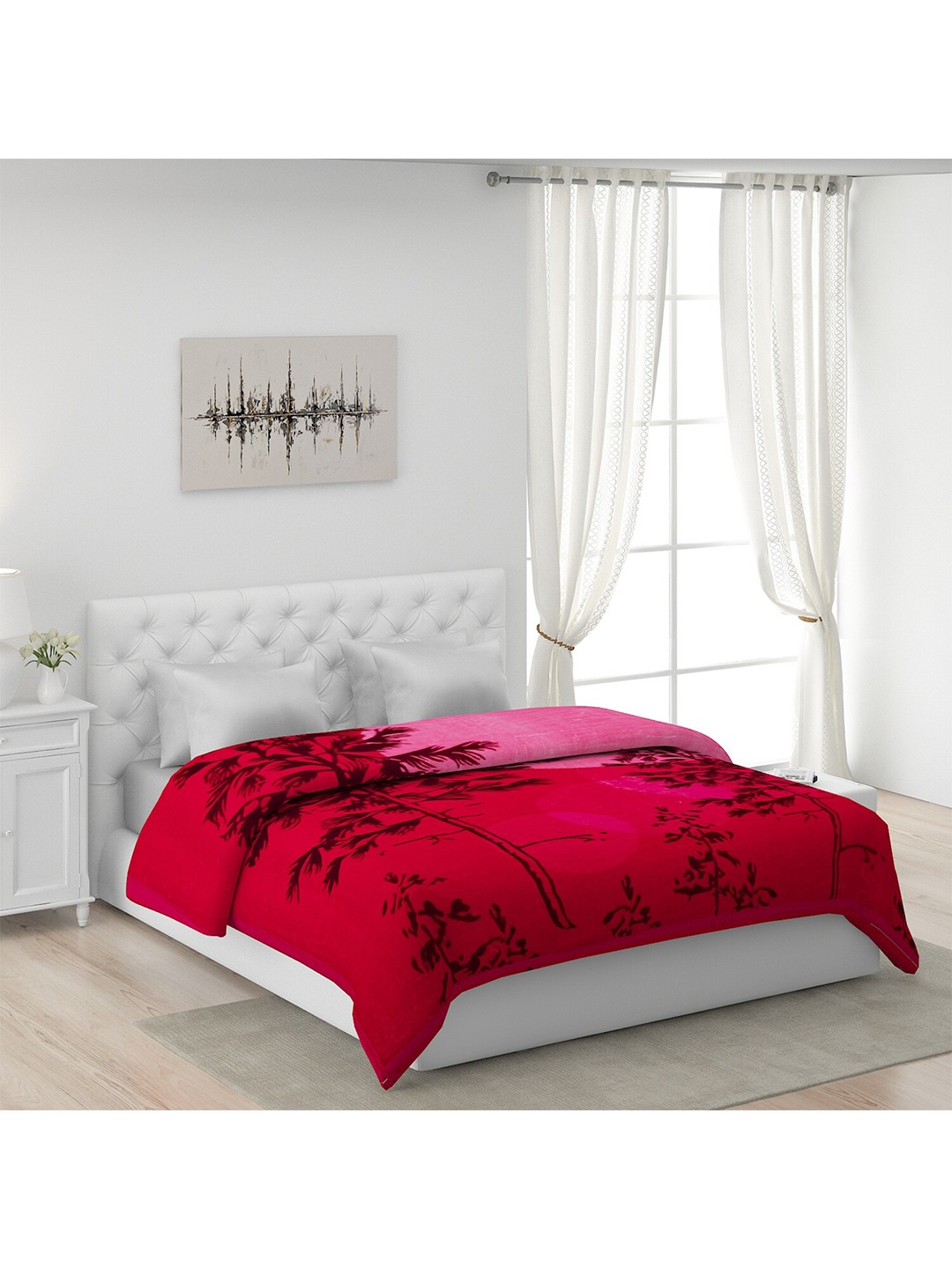 

Monte Carlo Red & Black Floral 800 GSM Heavy Winter Double Bed Blanket