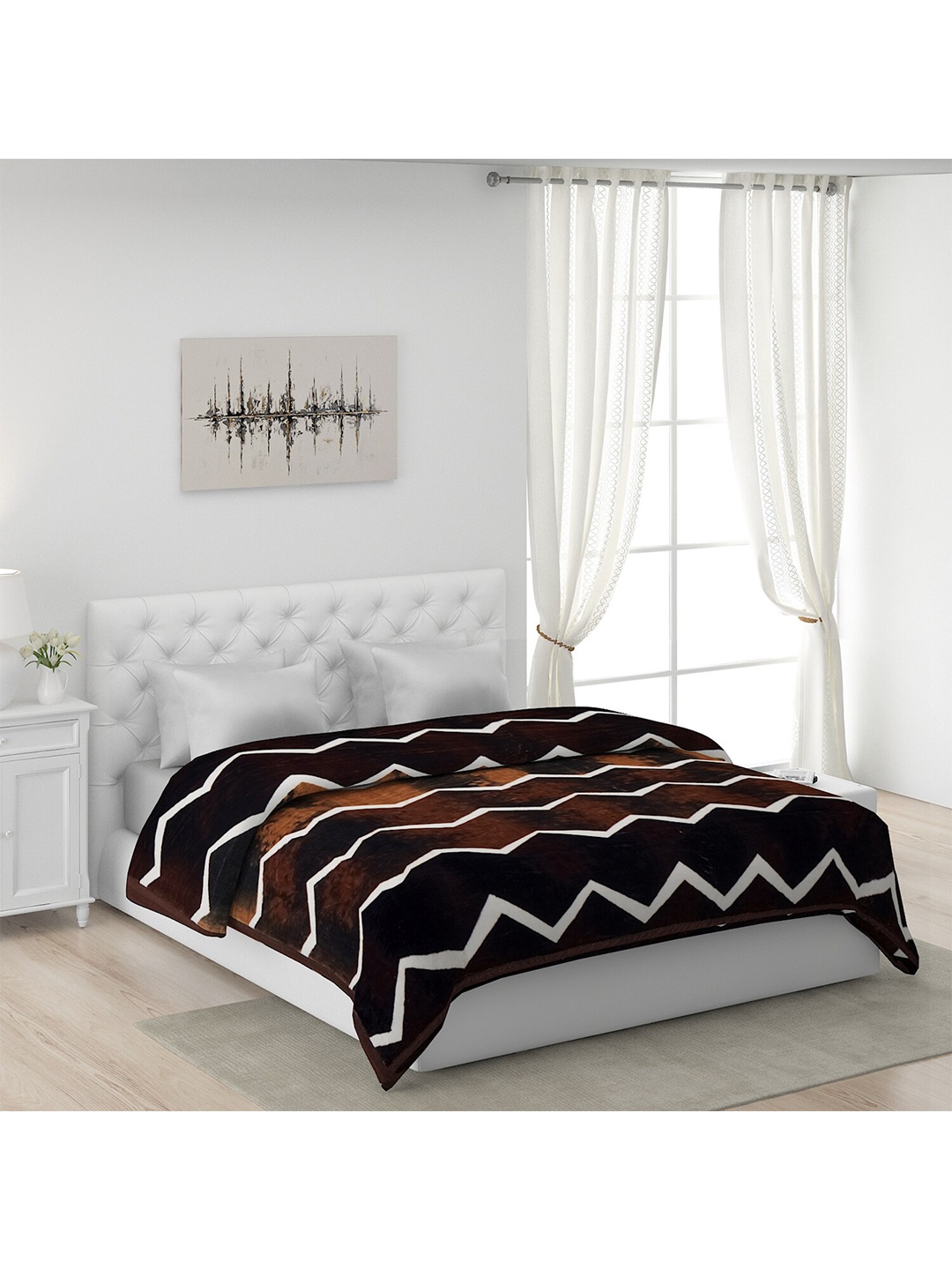 

Monte Carlo Black & White Geometric 800 GSM Heavy Winter Double Bed Blanket