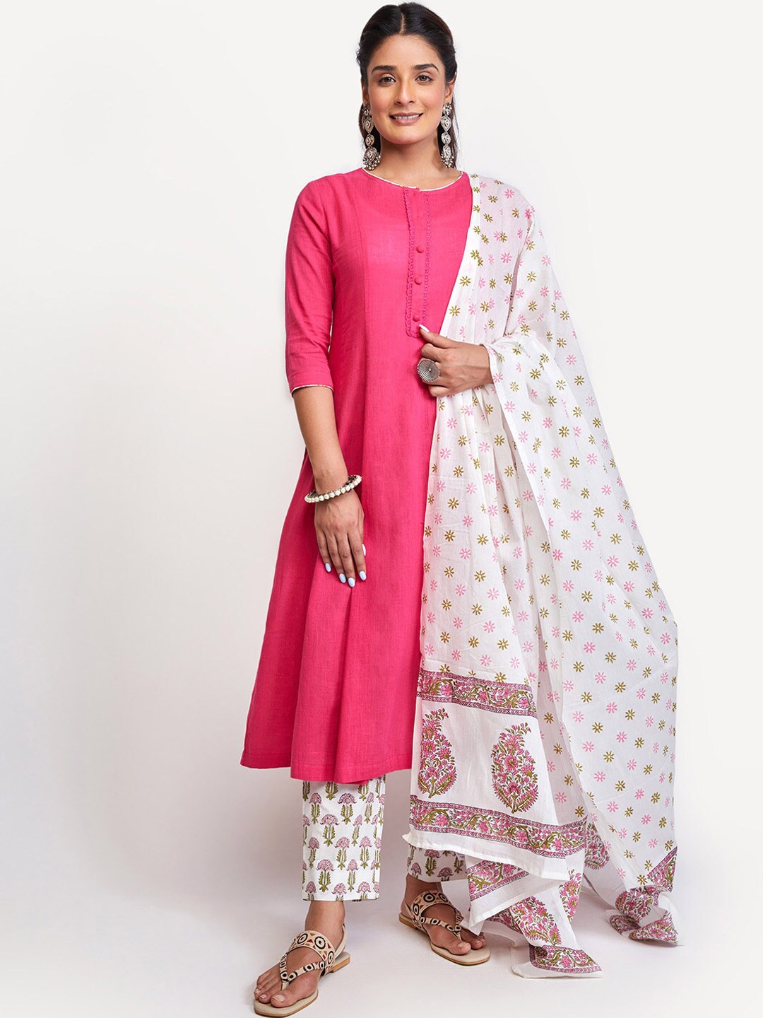 

EK BY EKTA KAPOOR Women Fuchsia Pure Cotton Anarkali Kurta