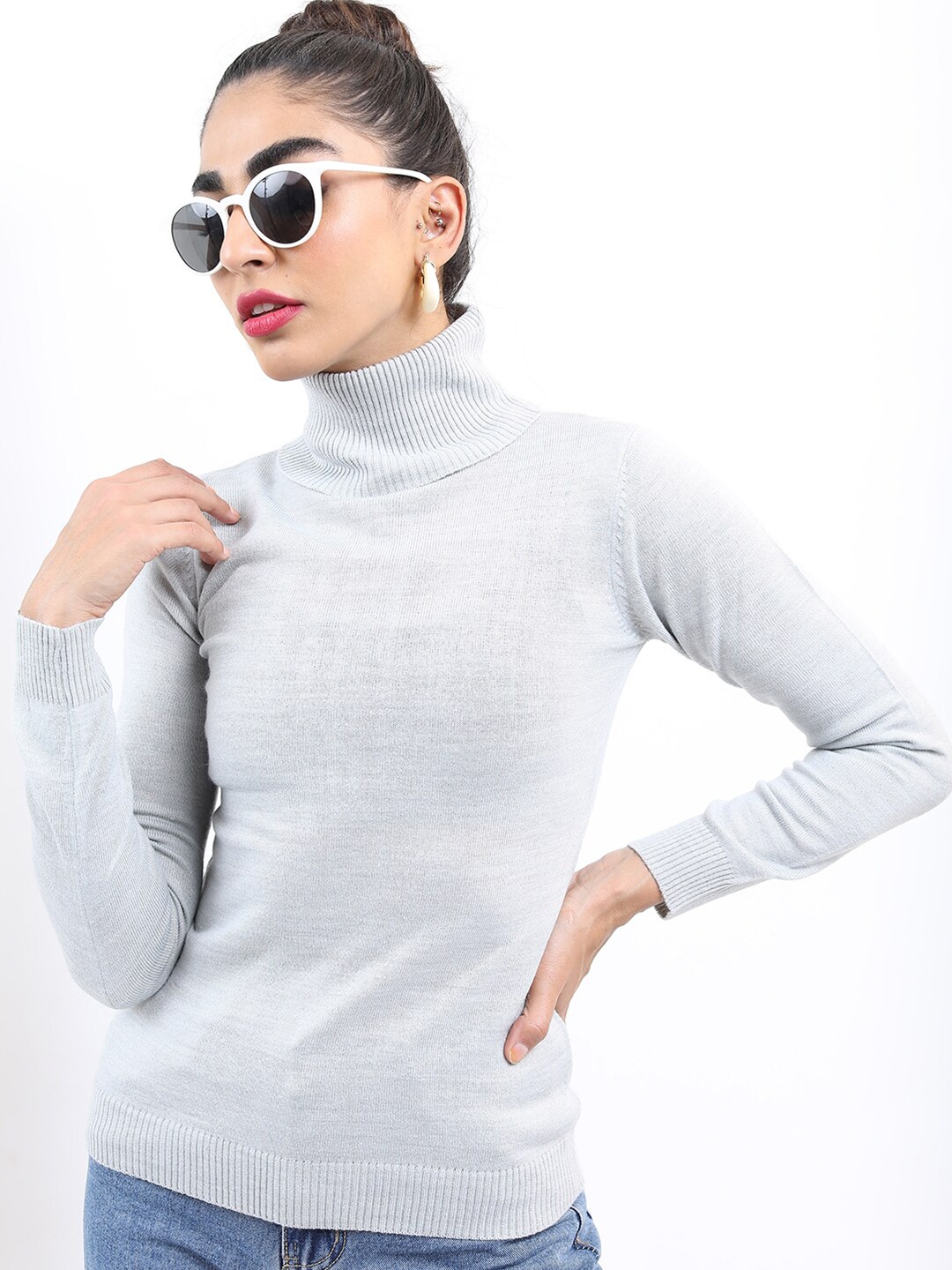 

KETCH Women Grey Acrylic Pullover