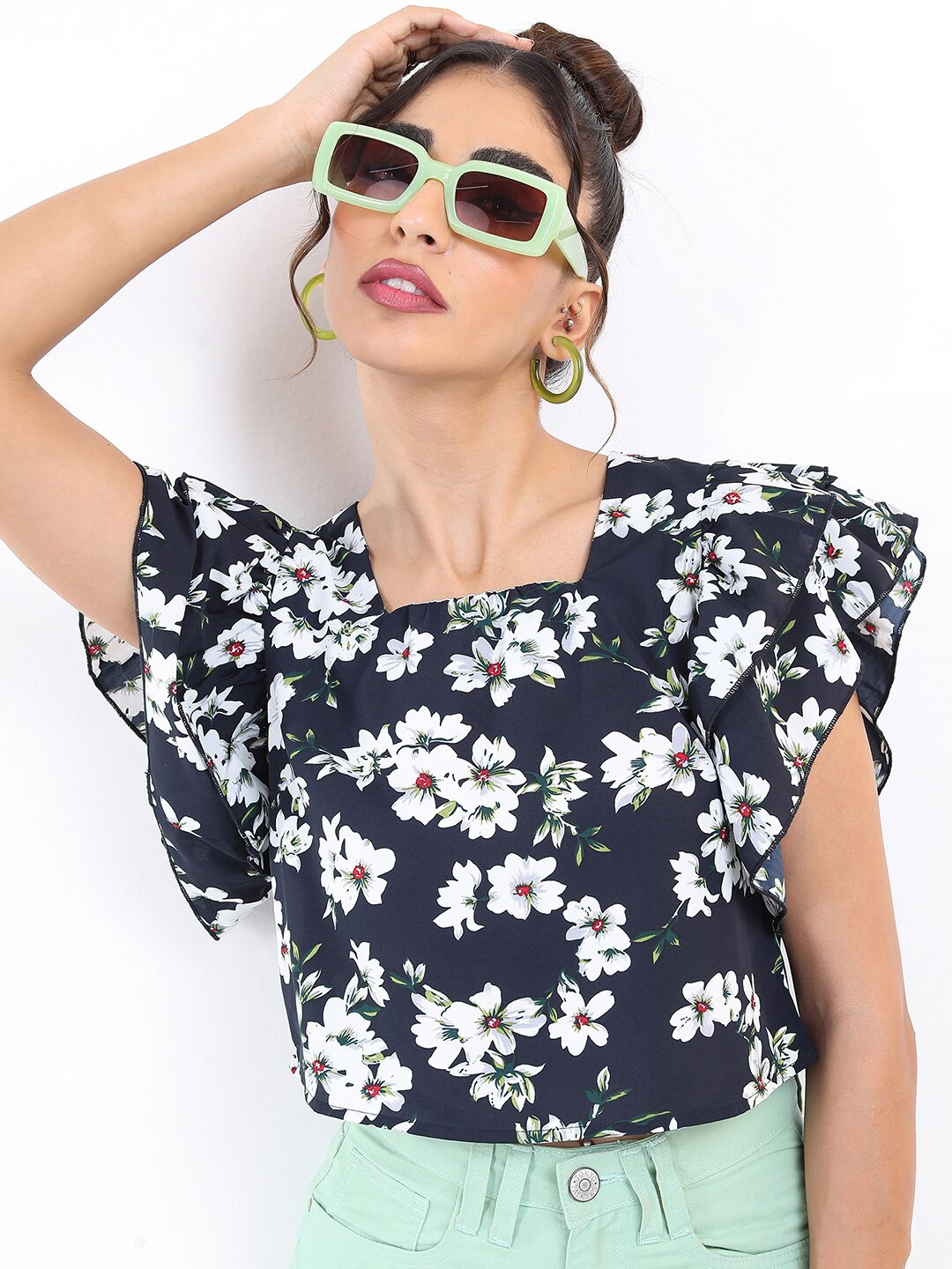 

KETCH Navy Blue Floral Print Top