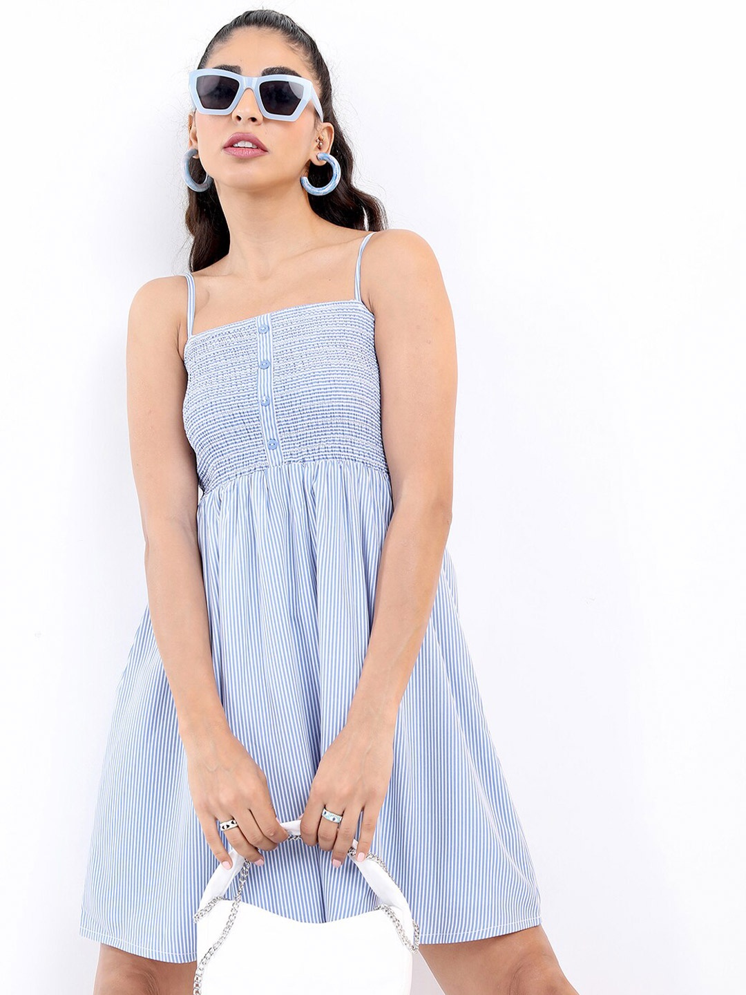 

KETCH Striped Smocked Dress, Blue