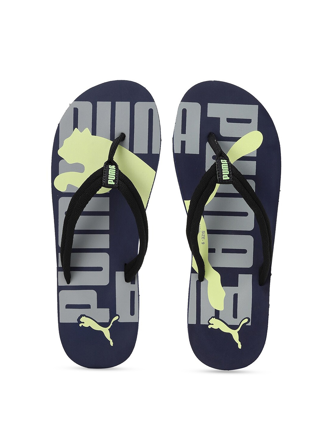 

Puma Men Navy Blue & Yellow Printed Cloud Thong Flip-Flops