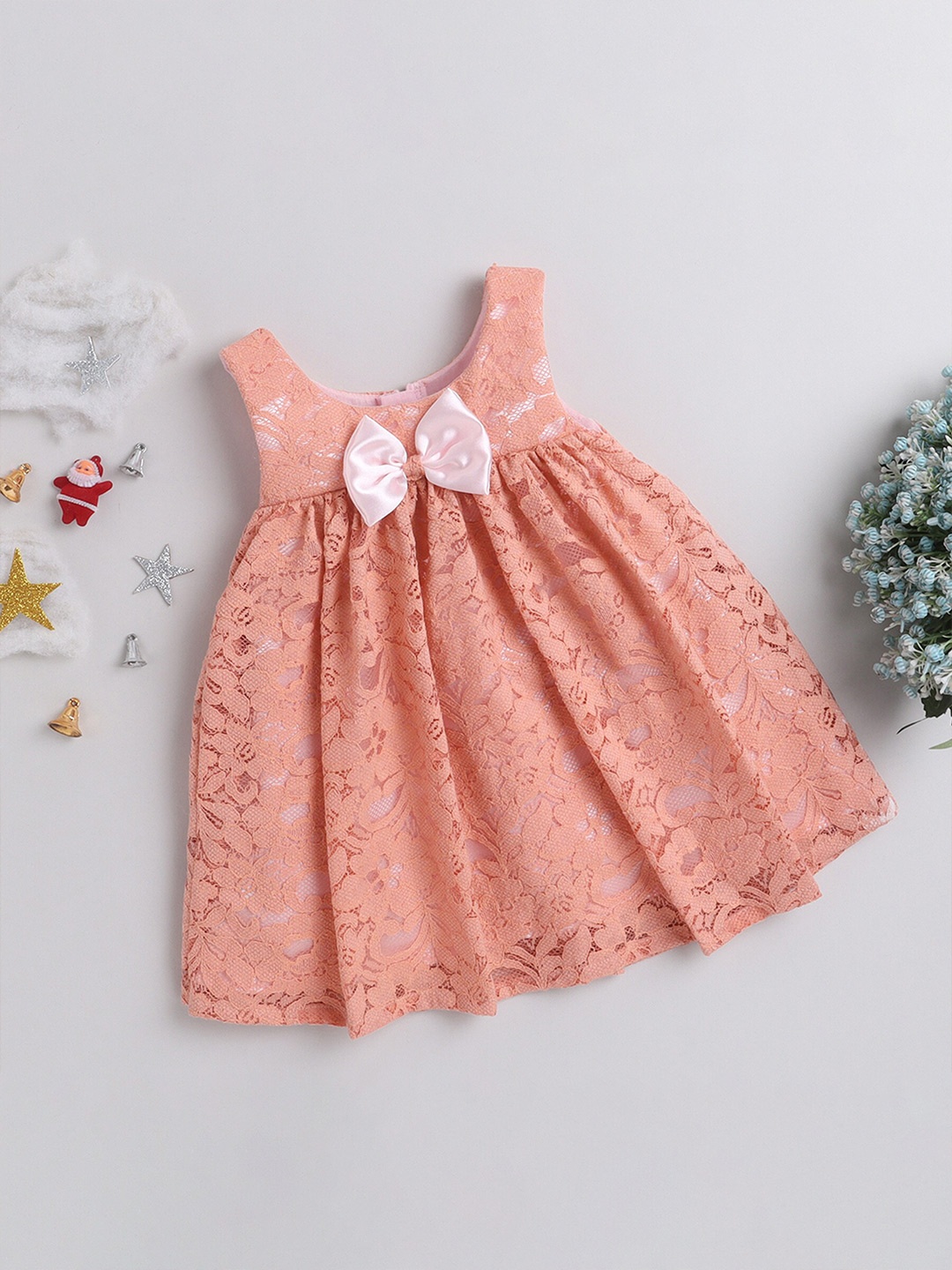 

MANY FROCKS & Peach Bow Cotton Dress