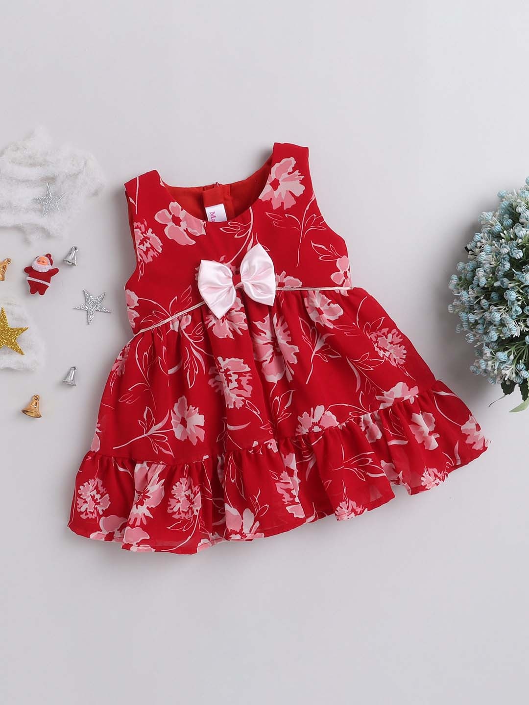 MANY FROCKS & Floral Printed Flared Dress, Red