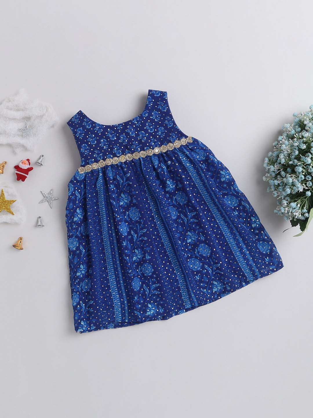

MANY FROCKS & Blue Floral Georgette Dress
