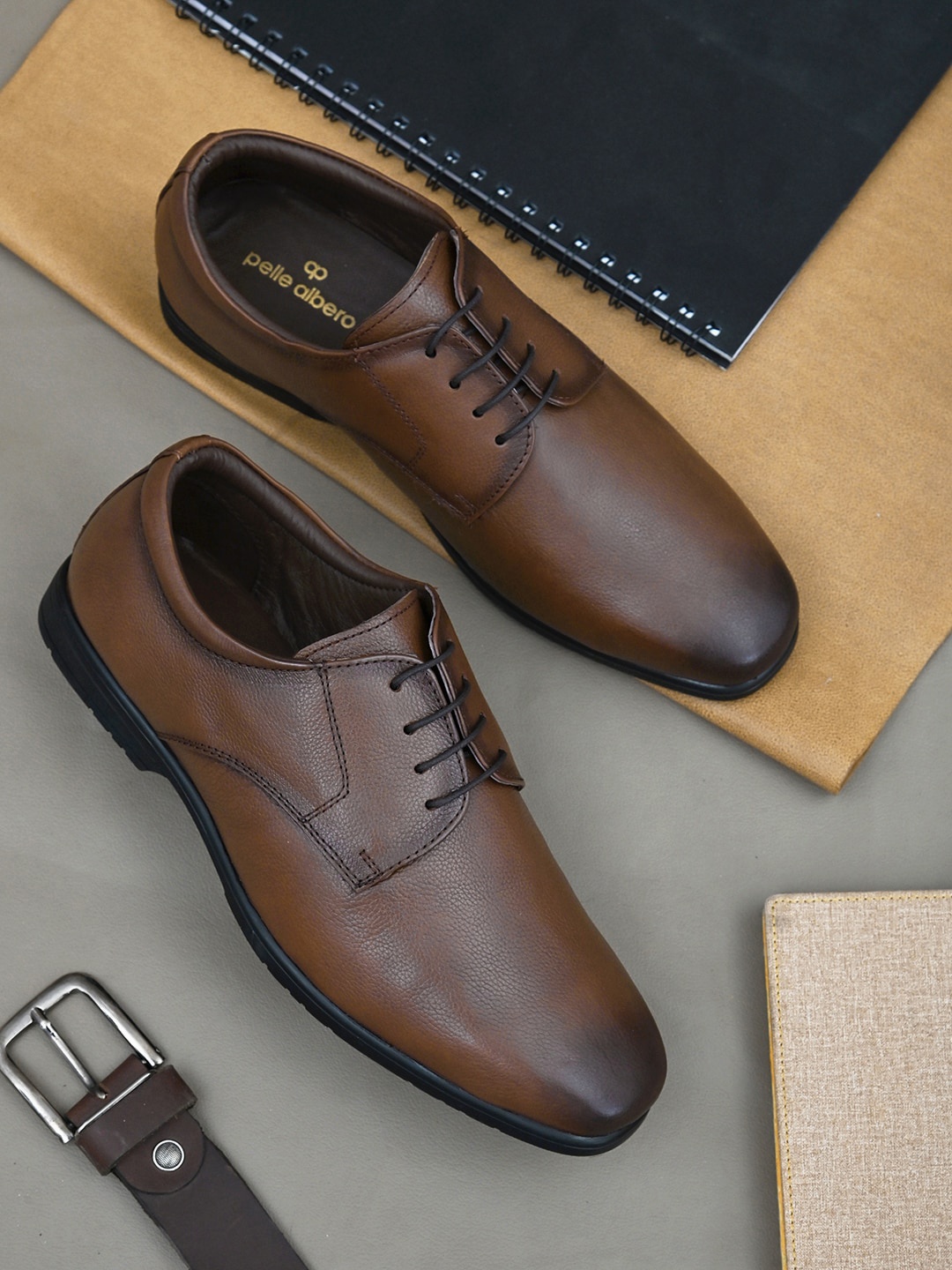 

pelle albero Men Leather Formal Derbys, Brown