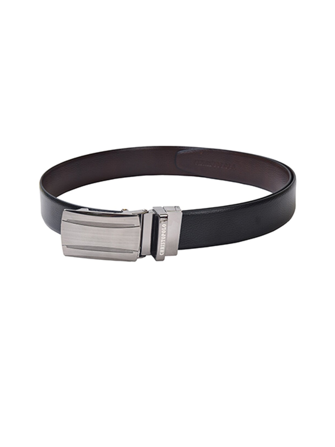 

CHRISTOPOLO Men Black & Brown Reversible Leather Formal Belt