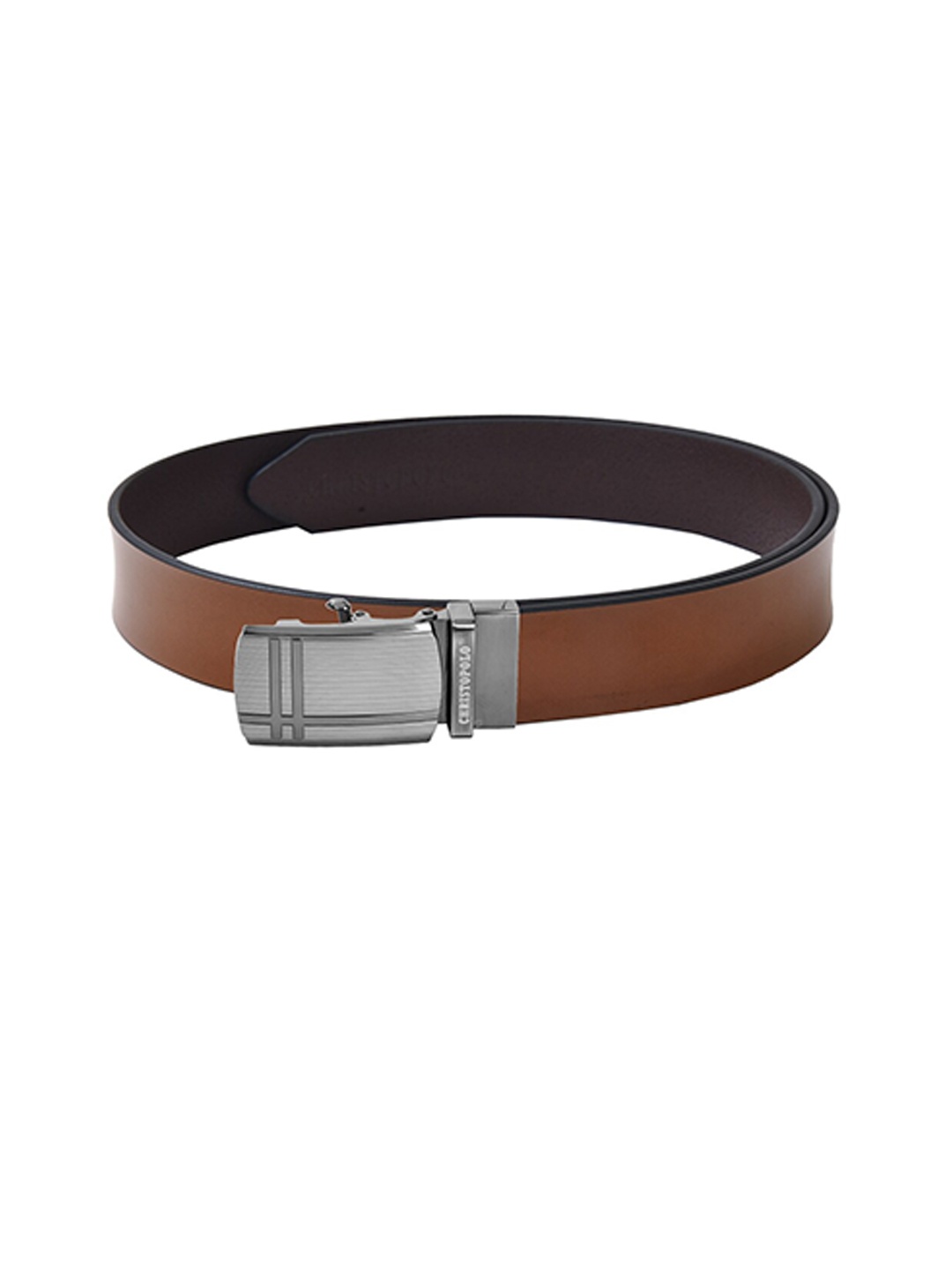 

CHRISTOPOLO Men Tan Leather Formal Belt