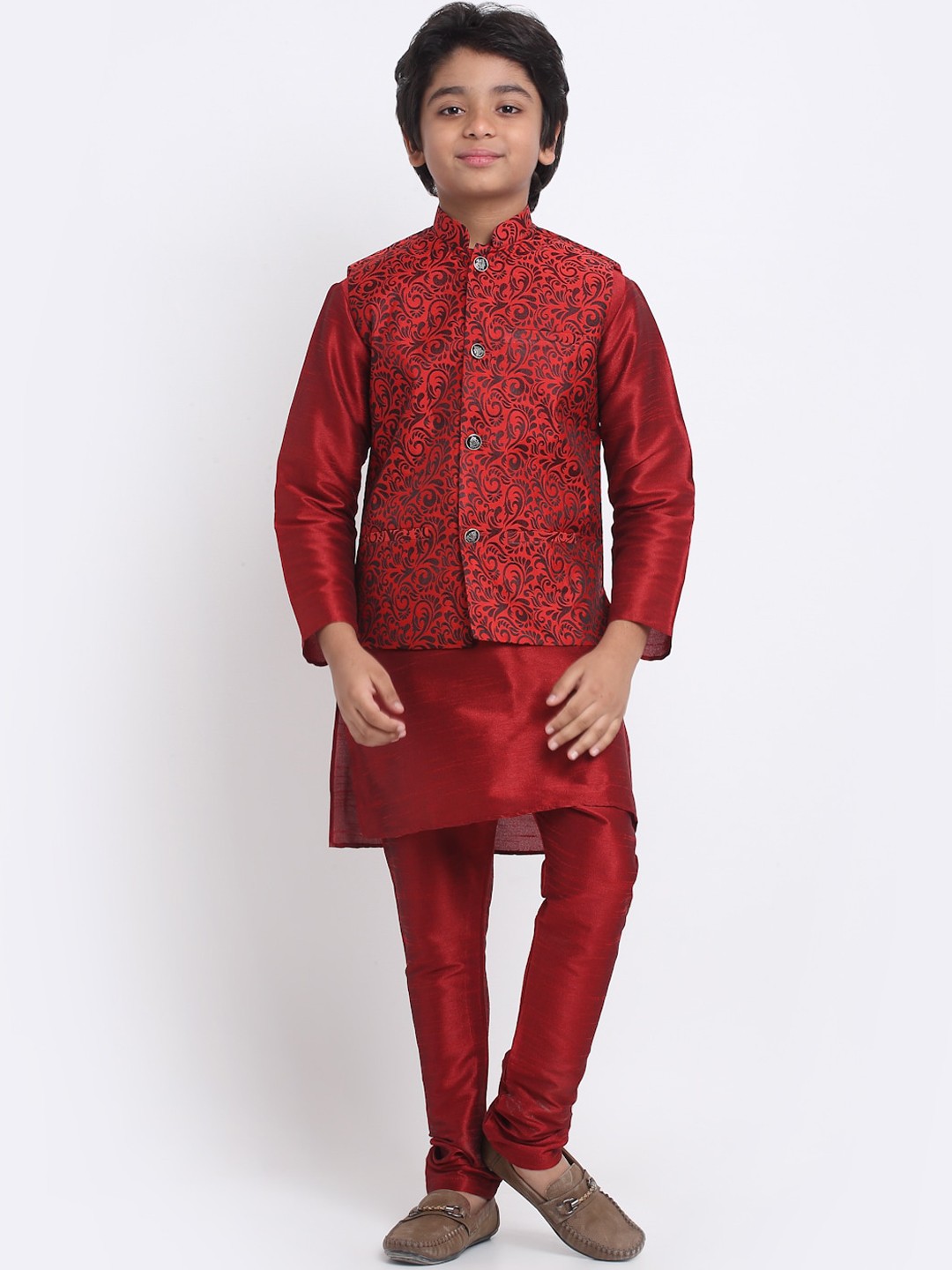 

KRAFT INDIA Kurta & Churidar With Nehru Jacket, Maroon