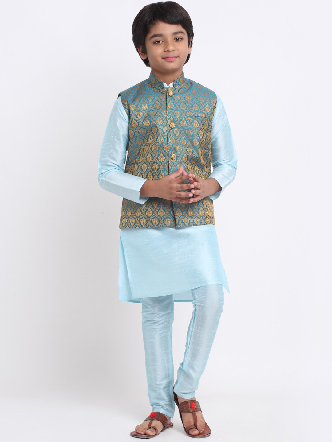 

KRAFT INDIA Kurta & Churidar With Nehru Jacket, Blue