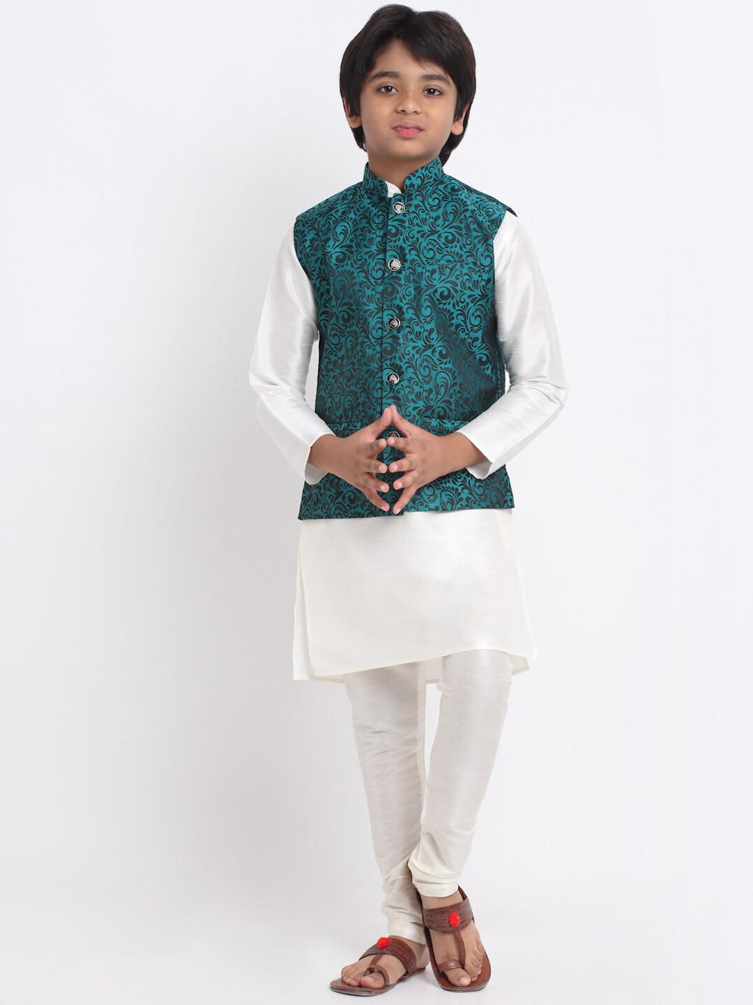 

KRAFT INDIA Kurta & Churidar With Nehru Jacket, Off white