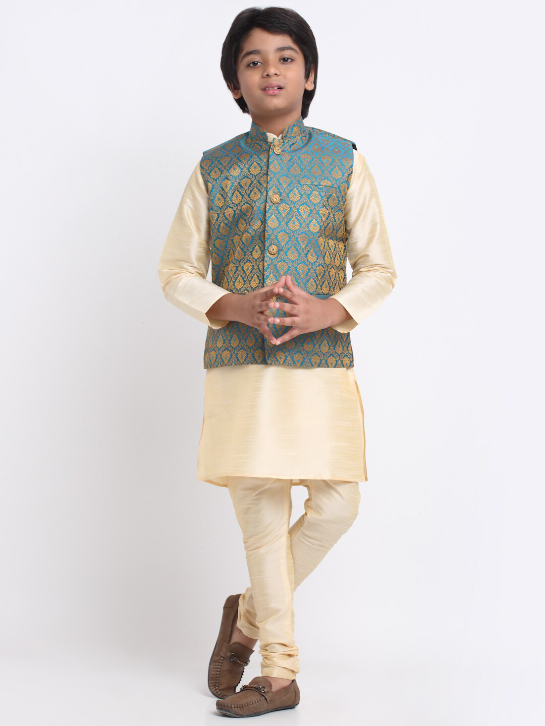 

KRAFT INDIA Kurta & Churidar With Nehru Jacket, Beige