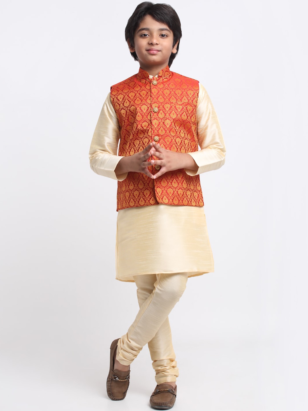 

KRAFT INDIA Kurta & Churidar With Nehru Jacket, Beige