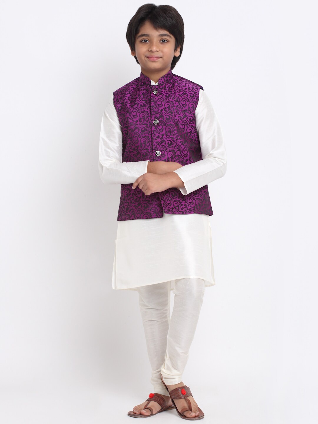 

KRAFT INDIA Kurta & Churidar With Nehru Jacket, Purple