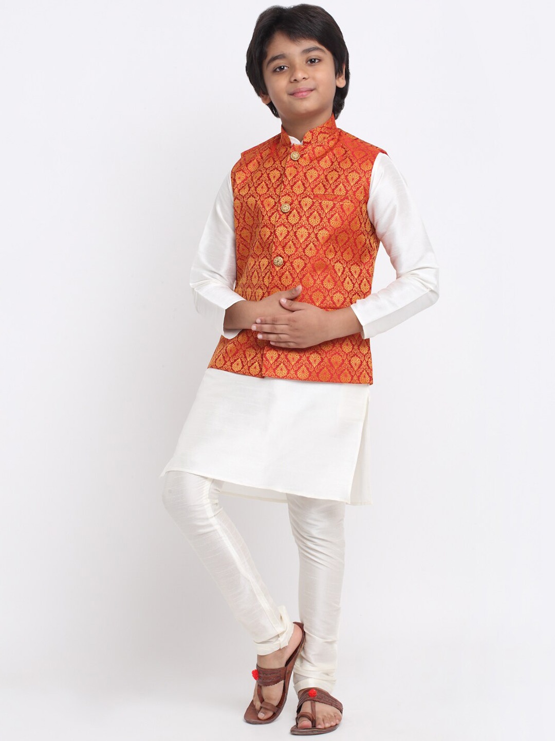 

KRAFT INDIA Kurta & Churidar With Nehru Jacket, Off white