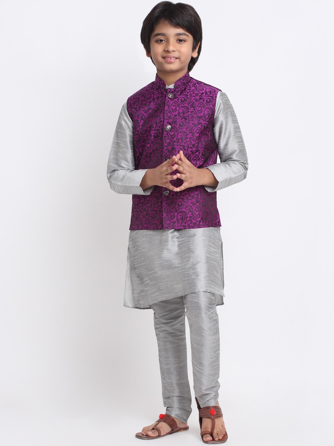 

KRAFT INDIA Kurta & Churidar With Nehru Jacket, Grey