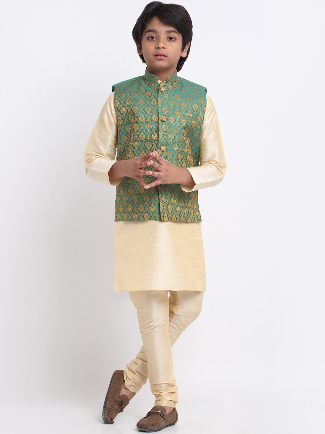 

KRAFT INDIA Kurta & Churidar With Nehru Jacket, Beige