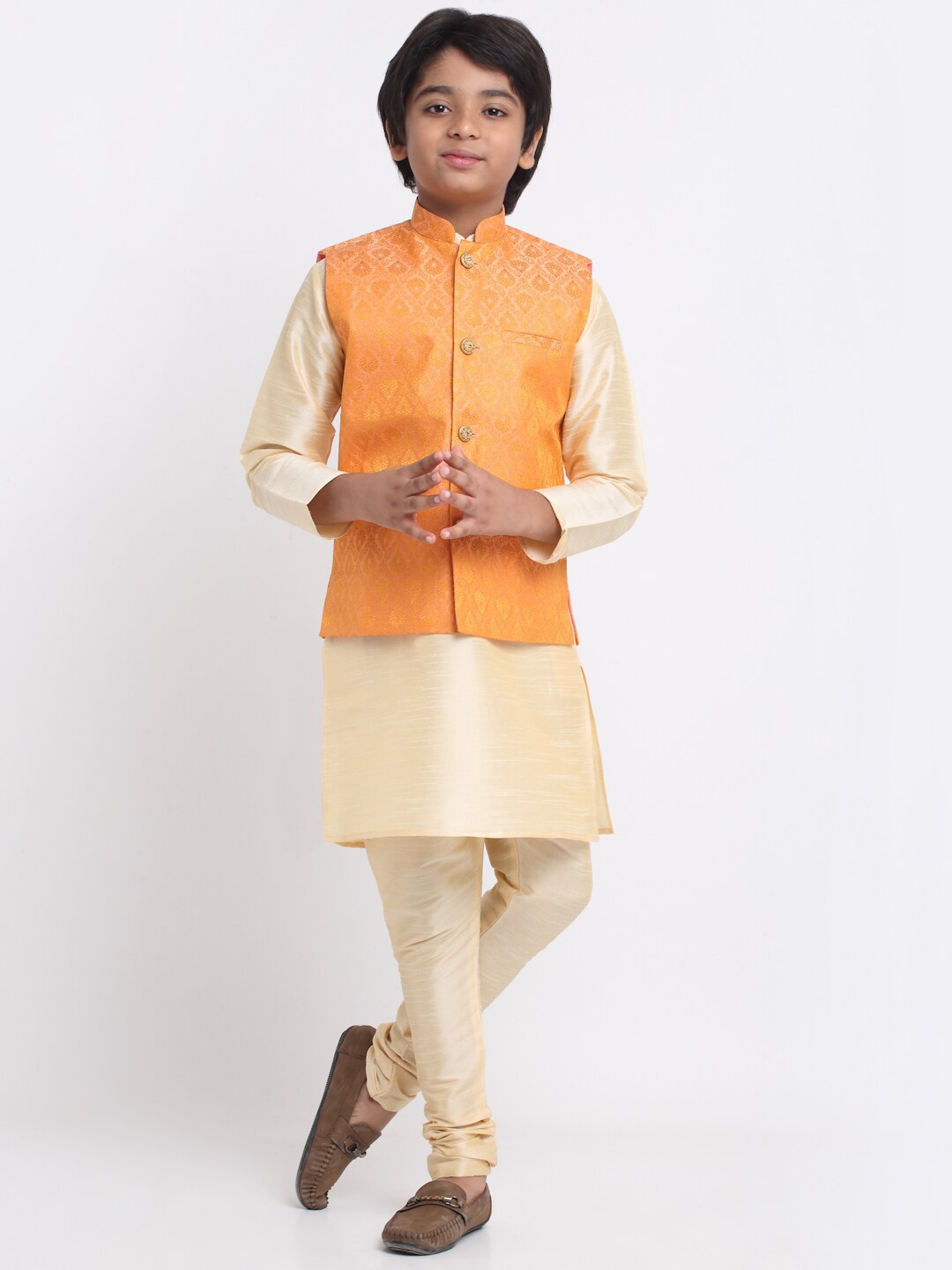 

KRAFT INDIA Kurta & Churidar With Nehru Jacket, Beige