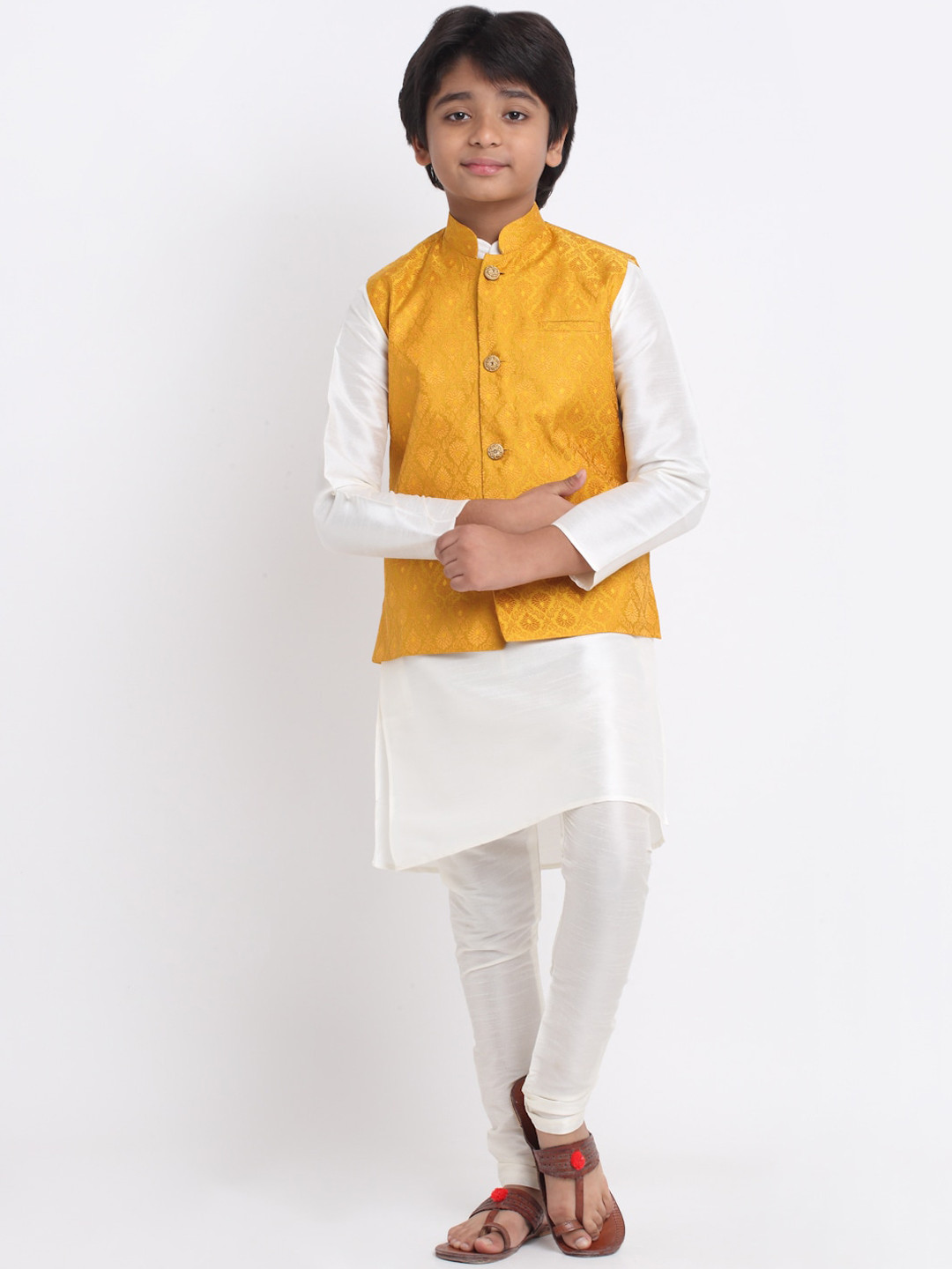 

KRAFT INDIA Kurta & Churidar With Nehru Jacket, Off white