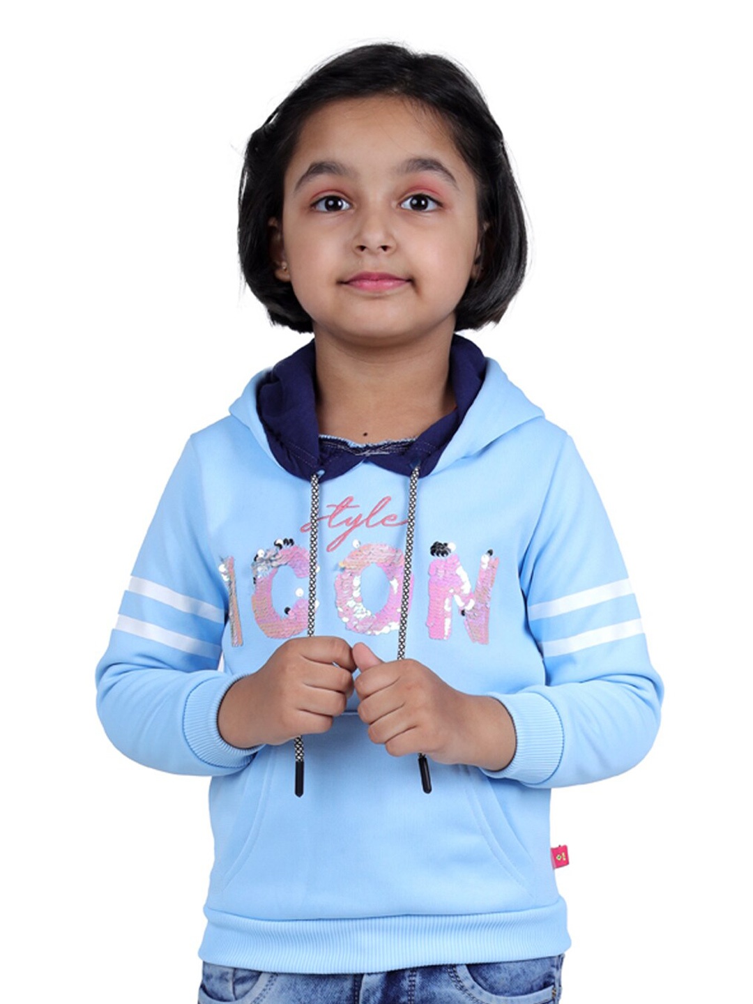 

3PIN Girls Printed Hooded Sweatshirt, Blue