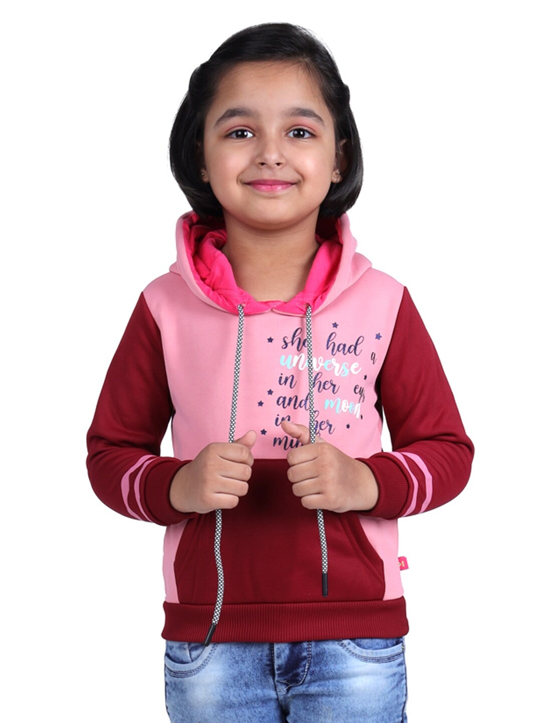 

3PIN Girls Printed Hooded Sweatshirt, Pink