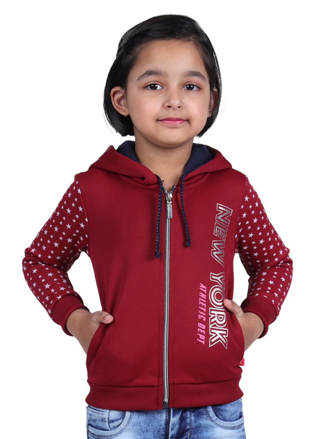 

3PIN Girls Typography Open Front Jacket, Burgundy
