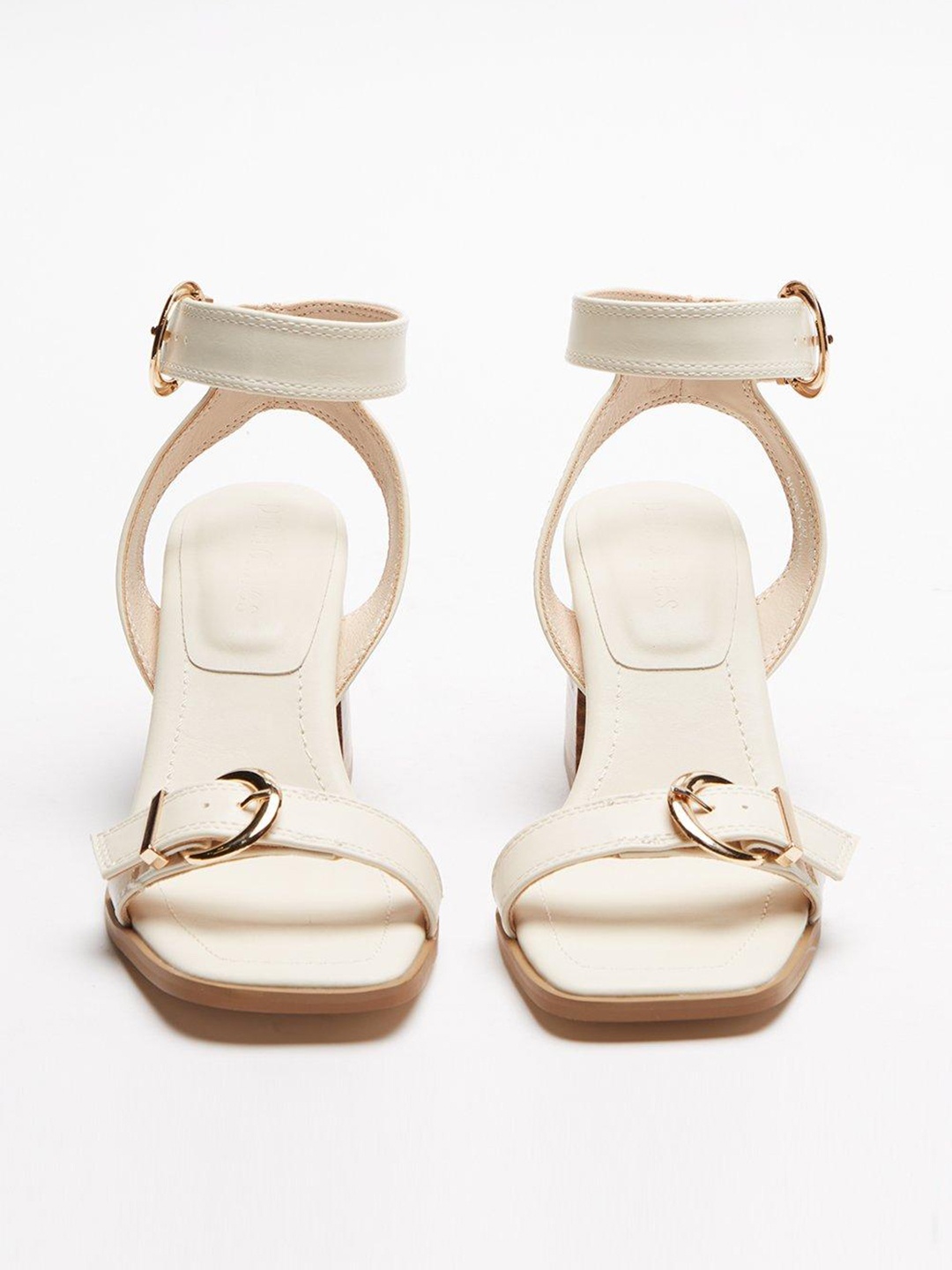 

DOROTHY PERKINS White & Brown Solid Block Sandals