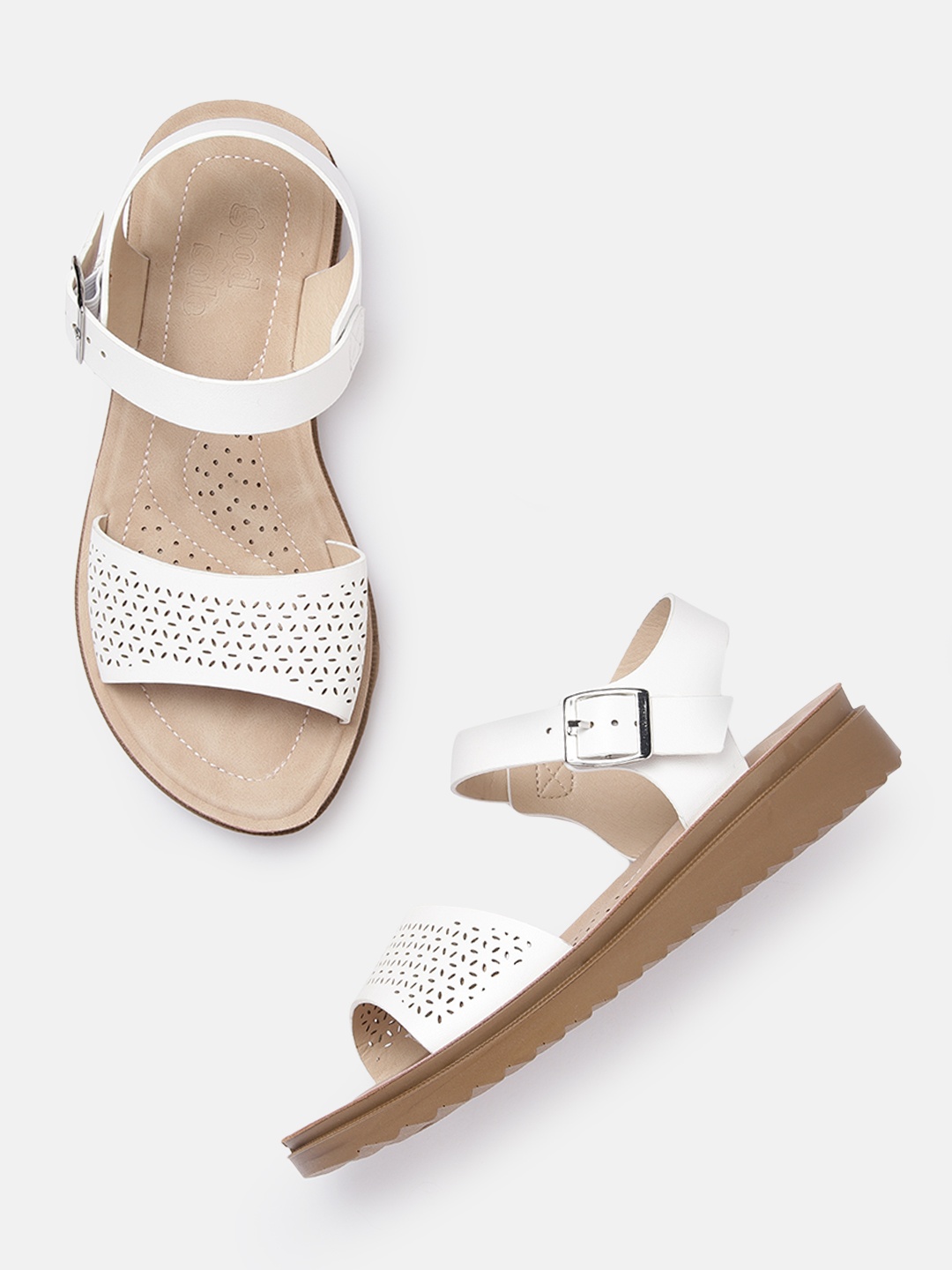 

DOROTHY PERKINS Women Laser Cut Open Toe Flats, White