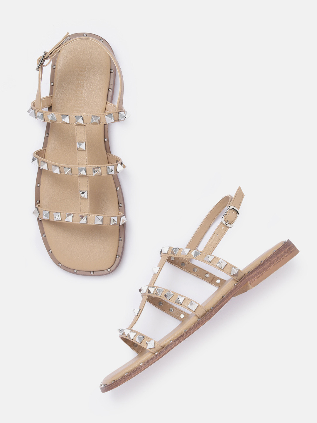 

DOROTHY PERKINS Women Fran Studded Open Toe Flats, Beige