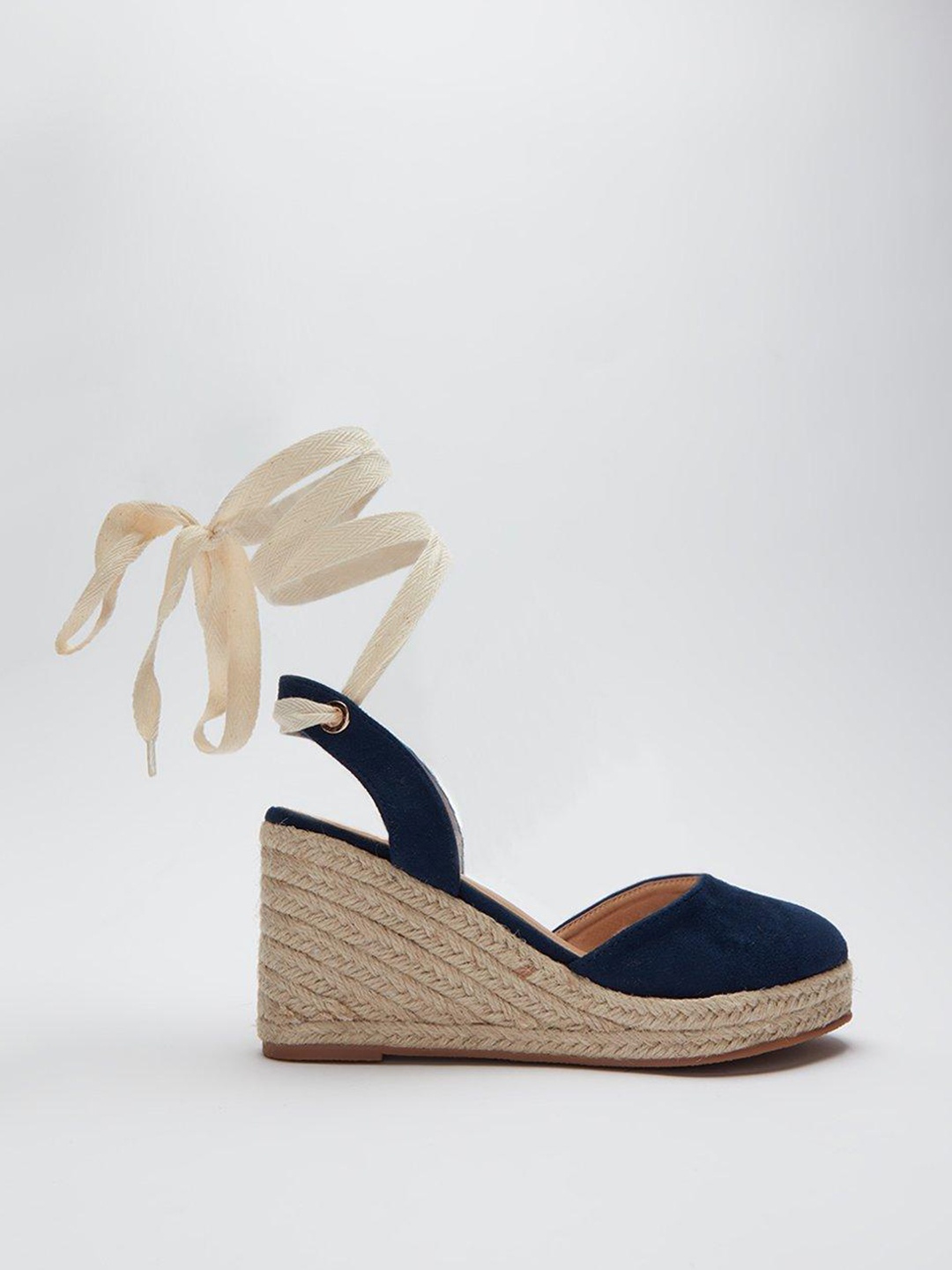 

DOROTHY PERKINS Faith Women Wide Fit Espadrille Tie Wedge Heels, Navy blue