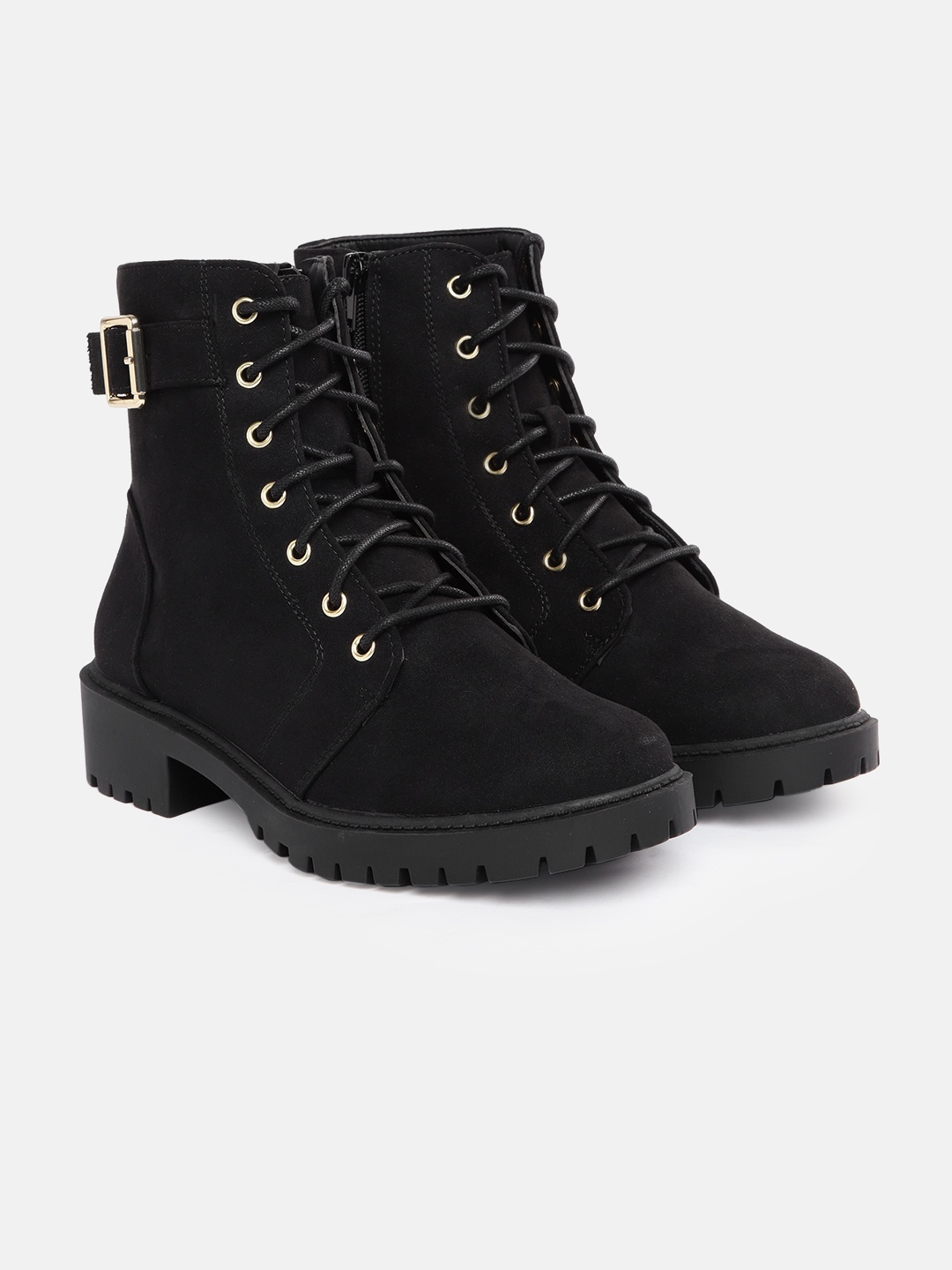 

DOROTHY PERKINS Women Mid-Top Block Heel Regular Boots with Buckle Detail, Black