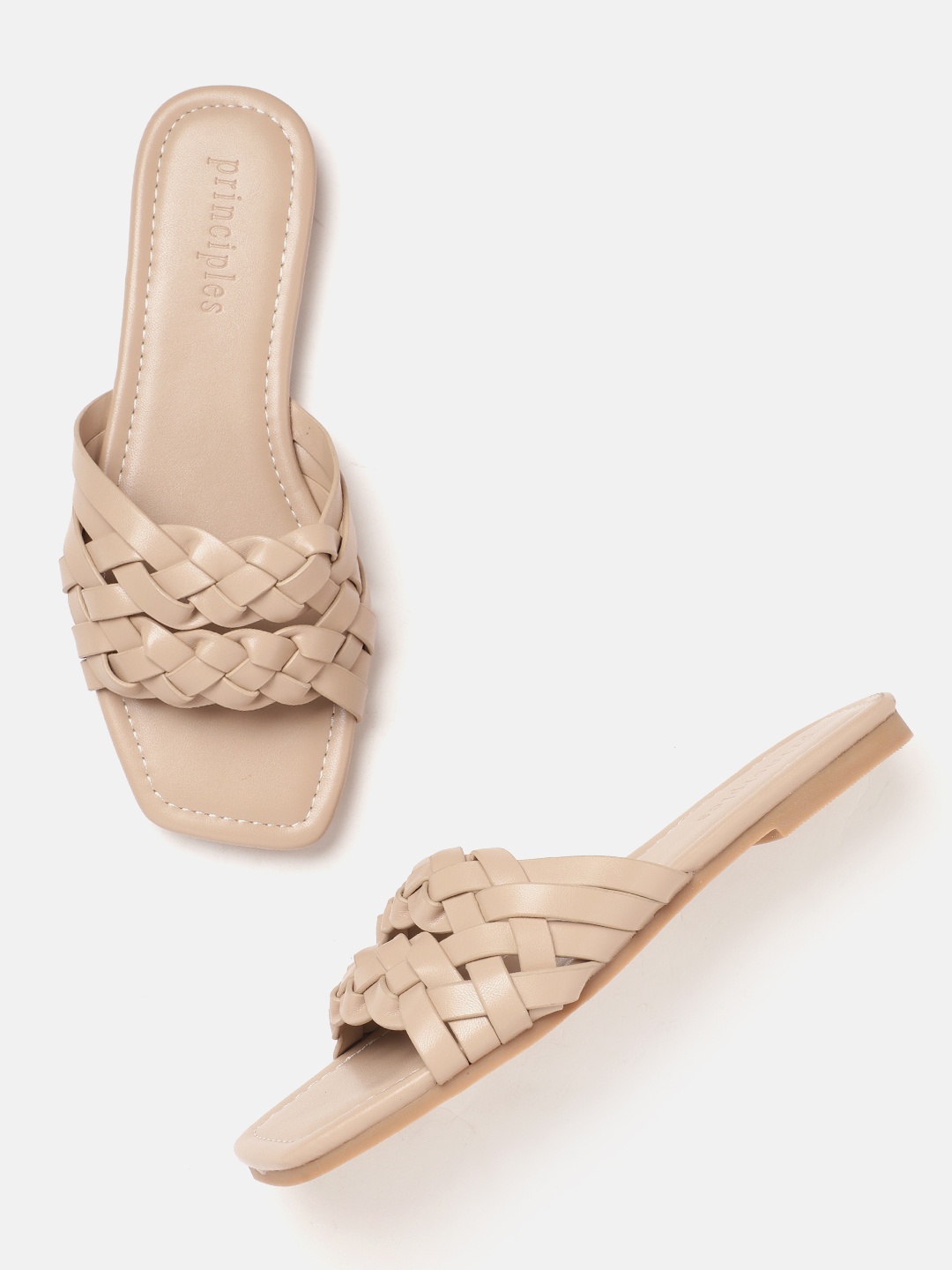 

DOROTHY PERKINS Women Woven Design Open Toe Flats, Nude