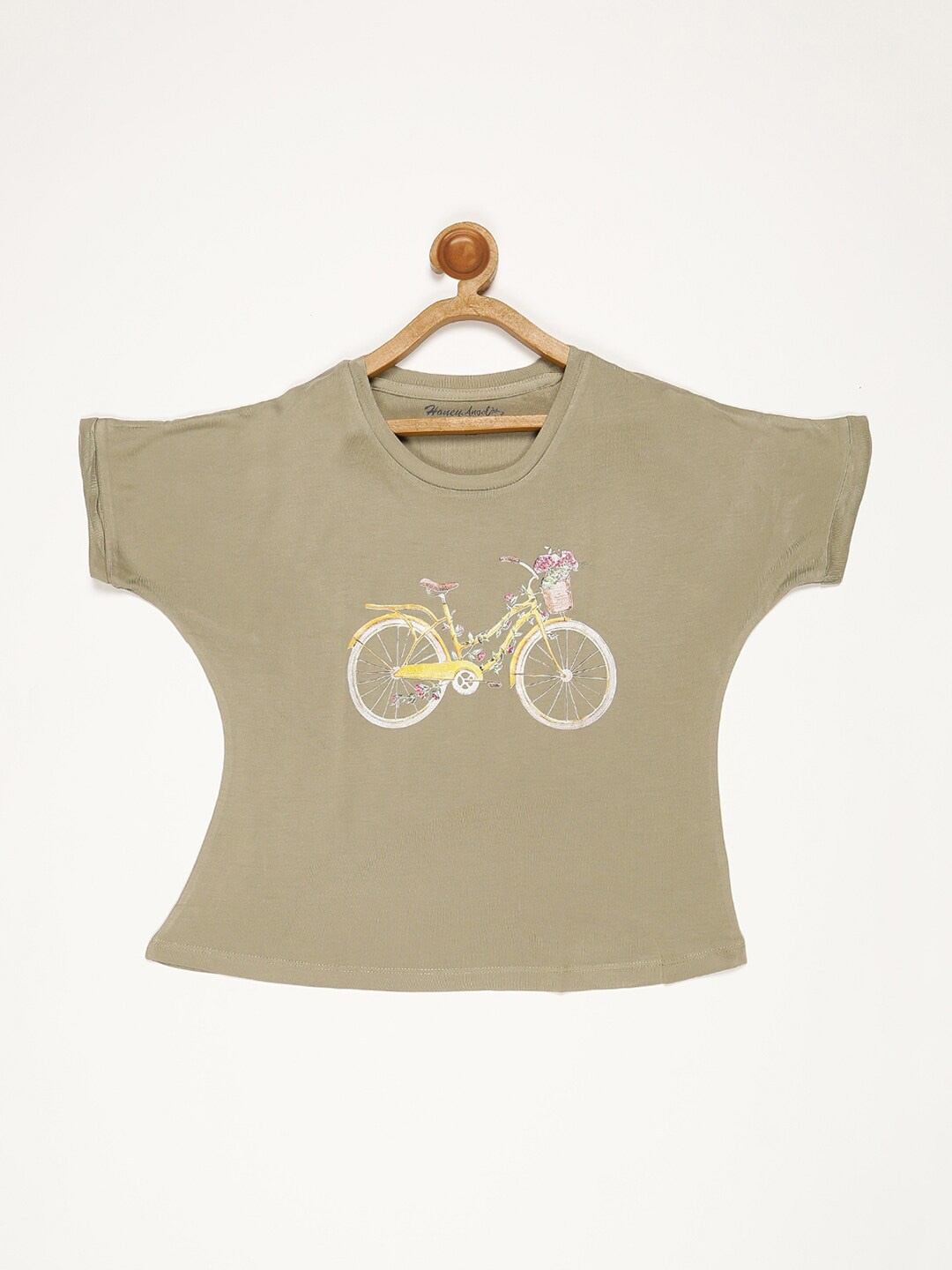 

V2 Value & Variety Beige Printed Extended Sleeves Top