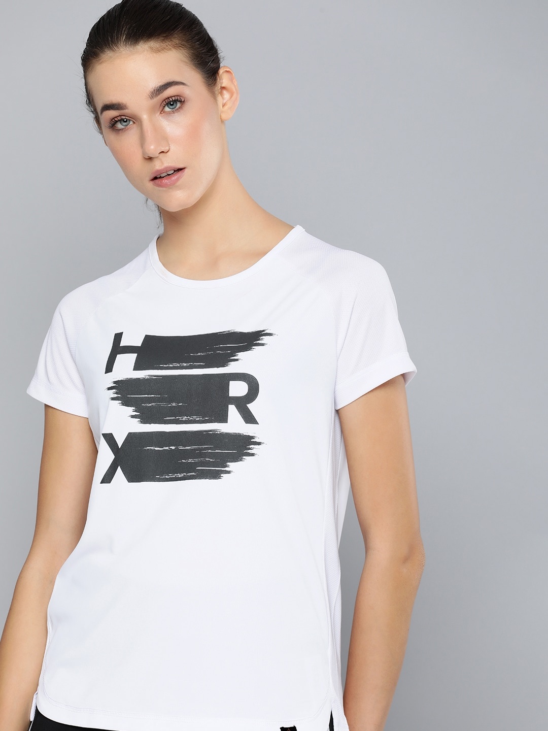 

HRX by Hrithik Roshan Round Neck Graphic Printed Rapid-Dry Outdoor T-shirt, White