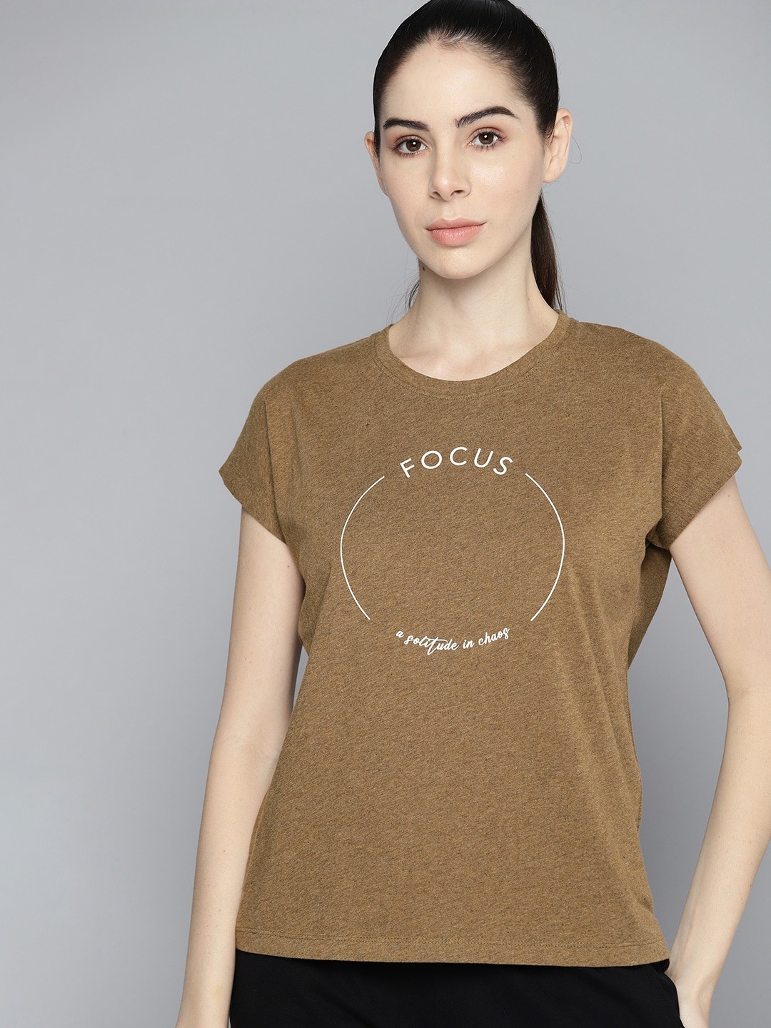 

HRX by Hrithik Roshan Typography Printed Extended Sleeves Organic Cotton Yoga Sustainable T-shirt, Olive
