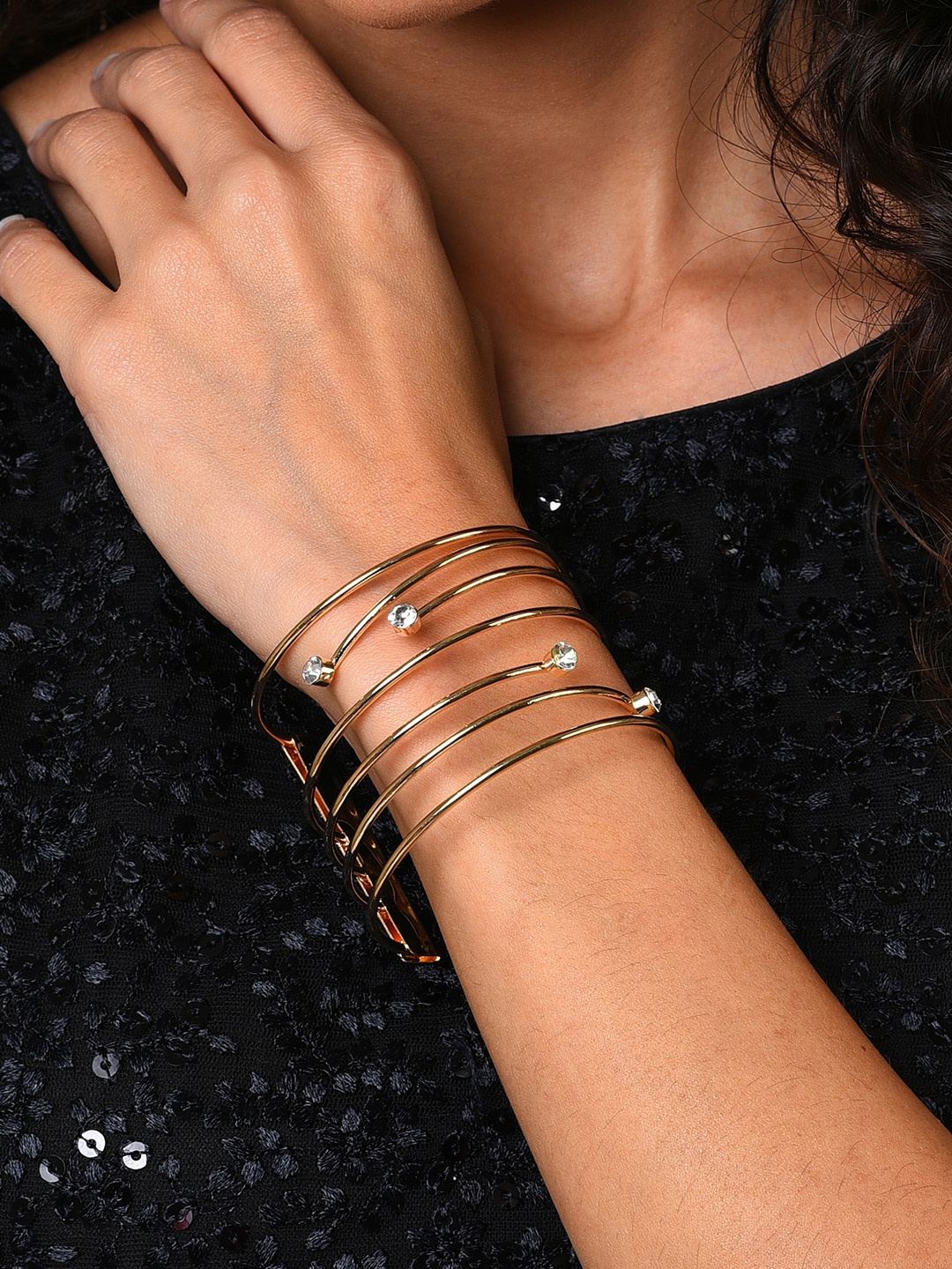 

SOHI Women Brass Gold-Plated Bangle-Style Bracelet