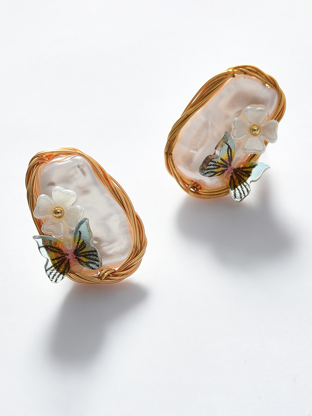 

SOHI Gold-Plated Contemporary Ear Cuff Earrings
