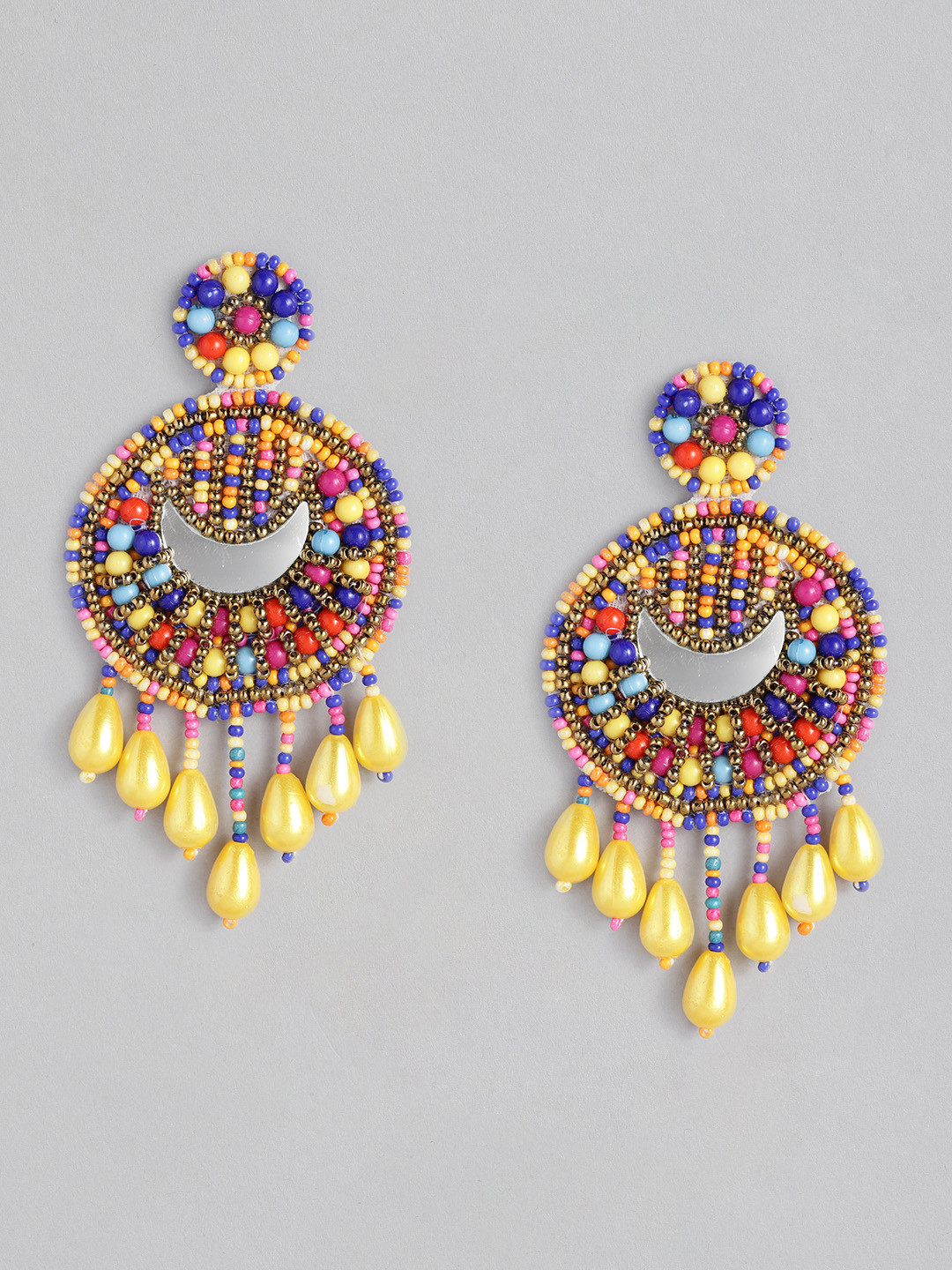 

Sangria Embellished Crescent Shaped Chandbalis Earrings, Multi